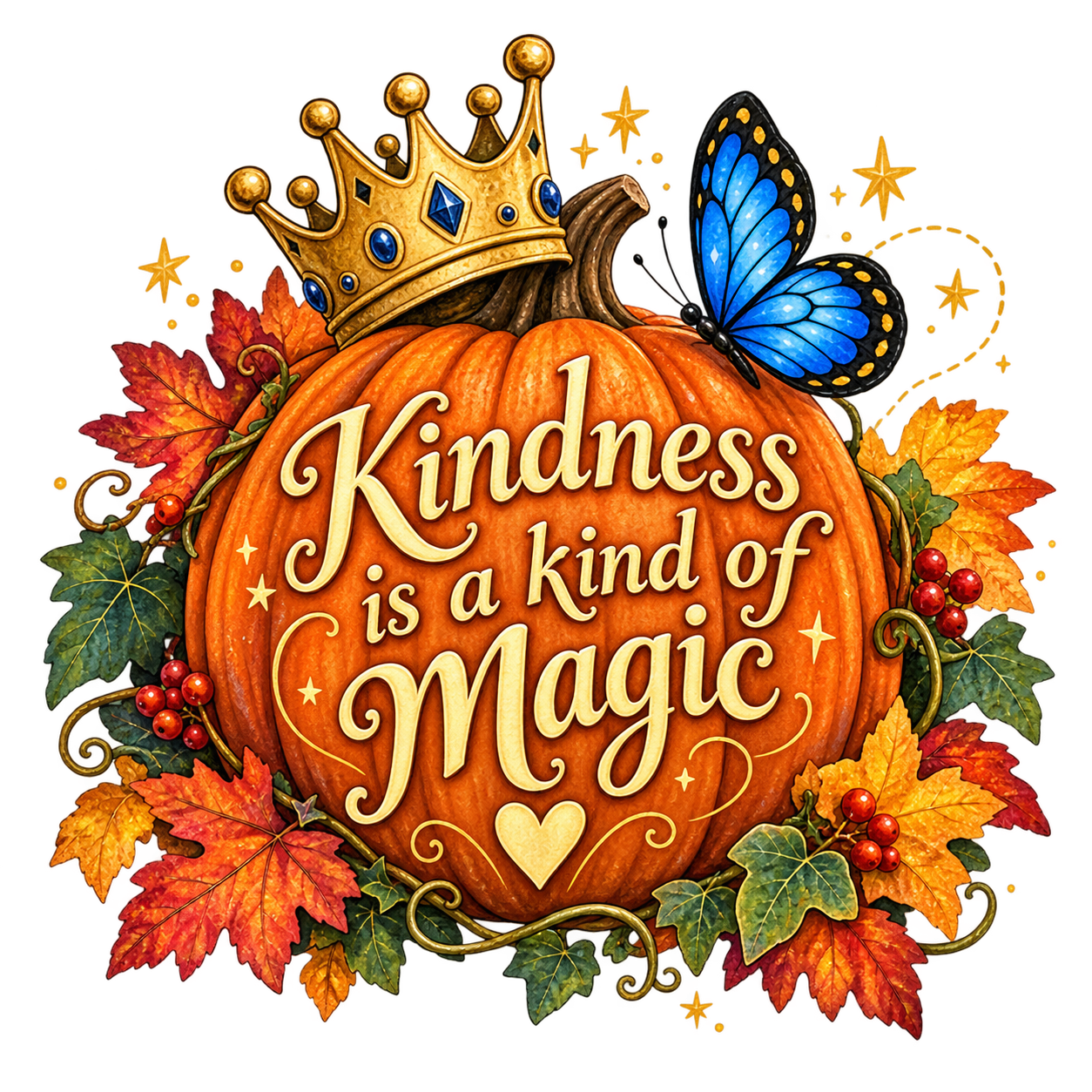 Halloween Pumpkin — Kindness Is a Kind of Magic — Kiss-Cut Sticker