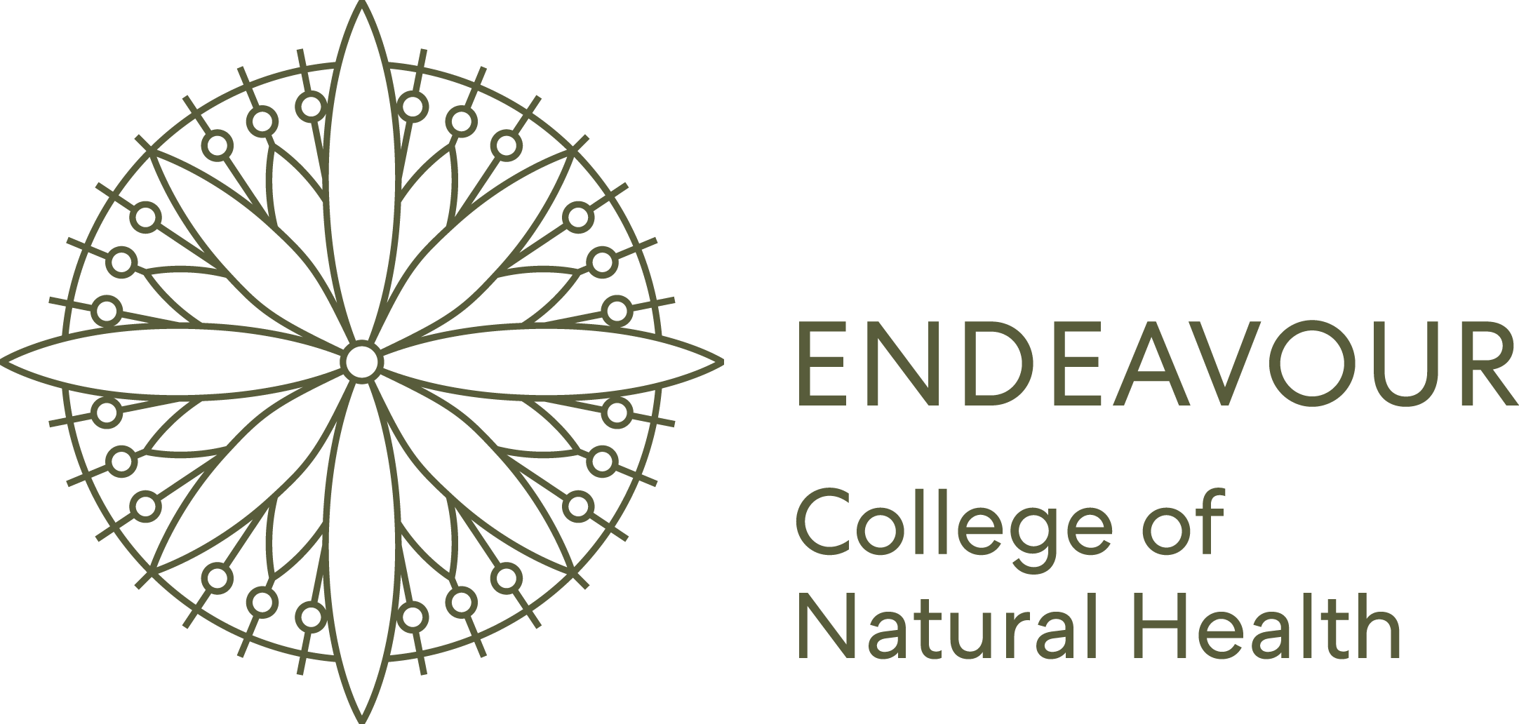 Logo of Endeavour College of Natural Health featuring a stylized leaf design and text.