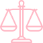 Outline of a balanced scale, symbolizing justice.