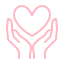 Two pink hands forming a heart shape.