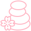 Stack of pink and purple snowdrops flowers with a decorative design.