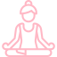 Pink outline of a person wearing glasses, grinning, with wavy hair.