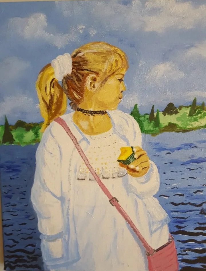 "Carmina ved elv) Acryl (privat eie)