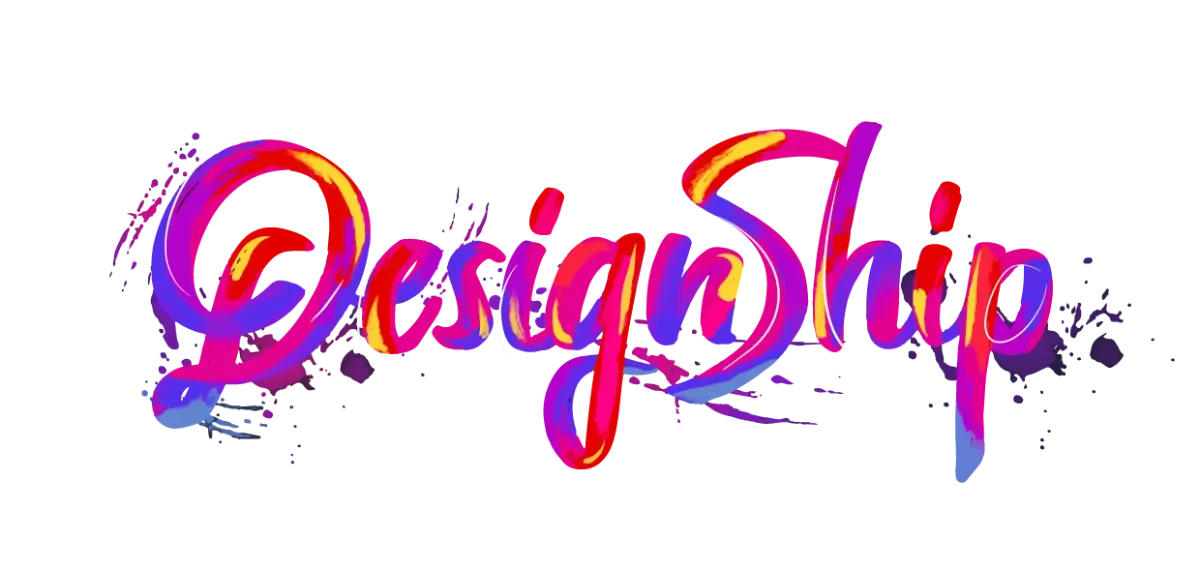 Colorful, stylized text reading "Design Studio" with paint splatter effects.