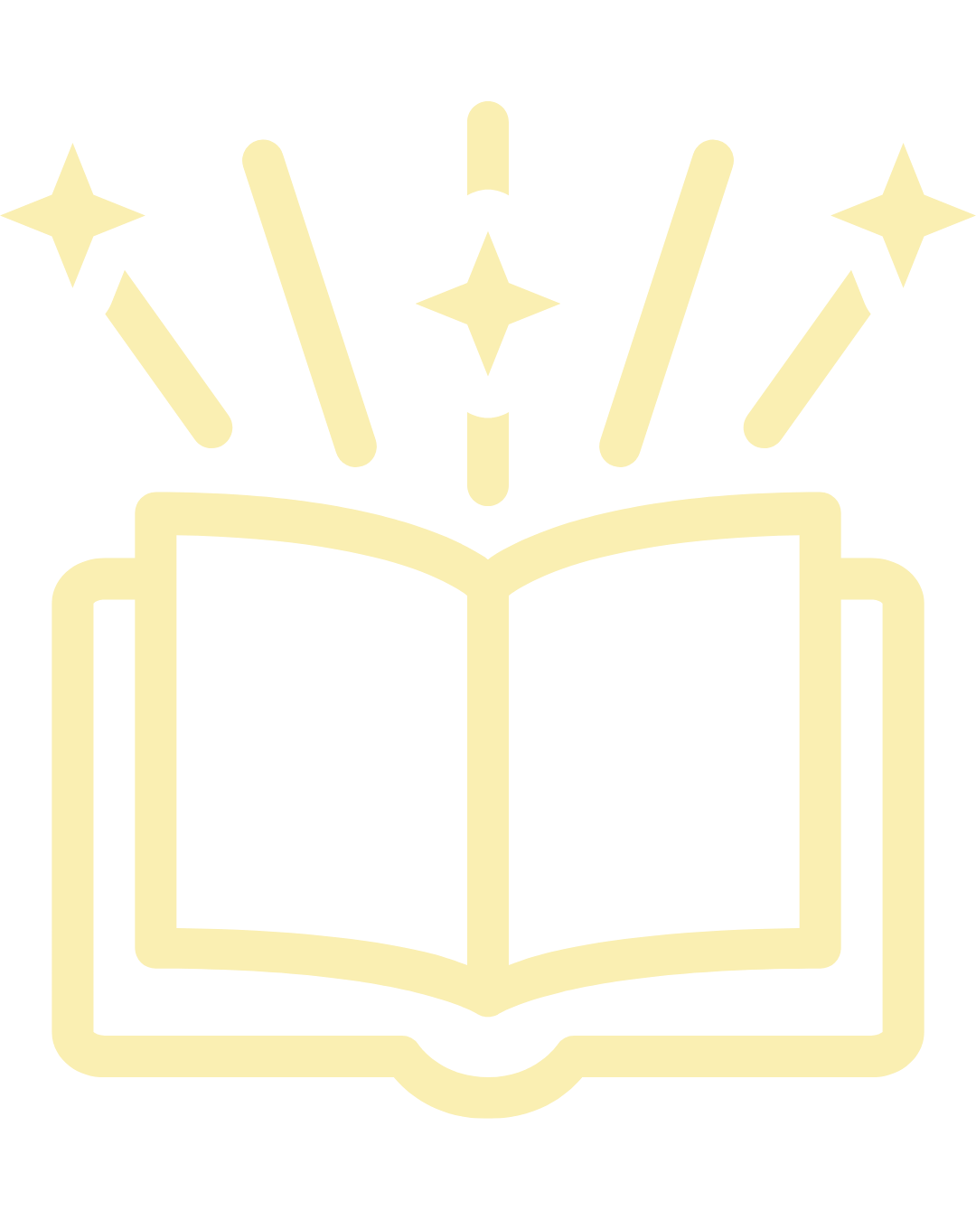 Open book with stars and rays emanating from it, symbolizing learning or knowledge.