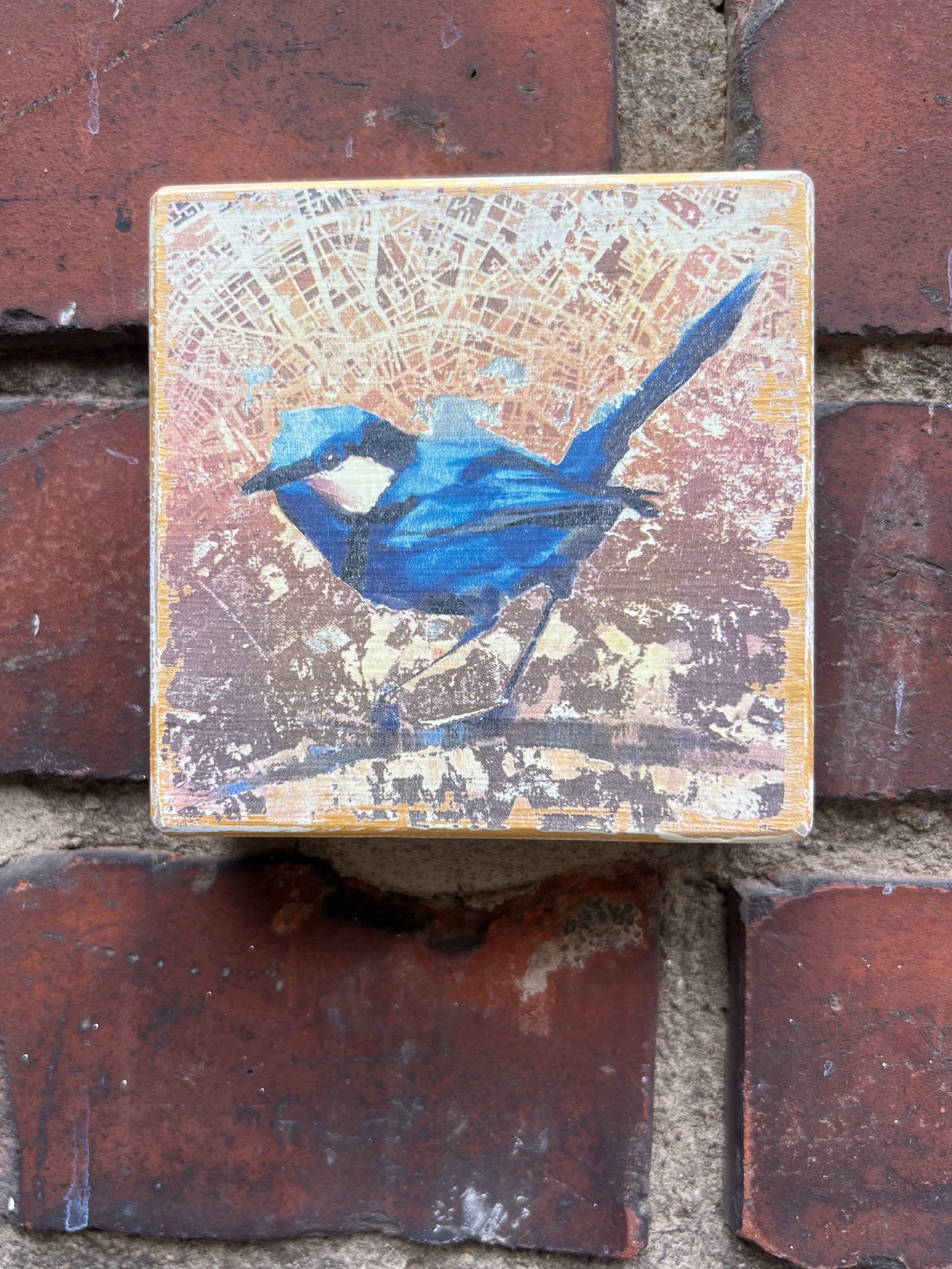 Druck-Collage. 10x10cm. Für die Wand oder zum Hinstellen. Jedes ein Einzelstück.