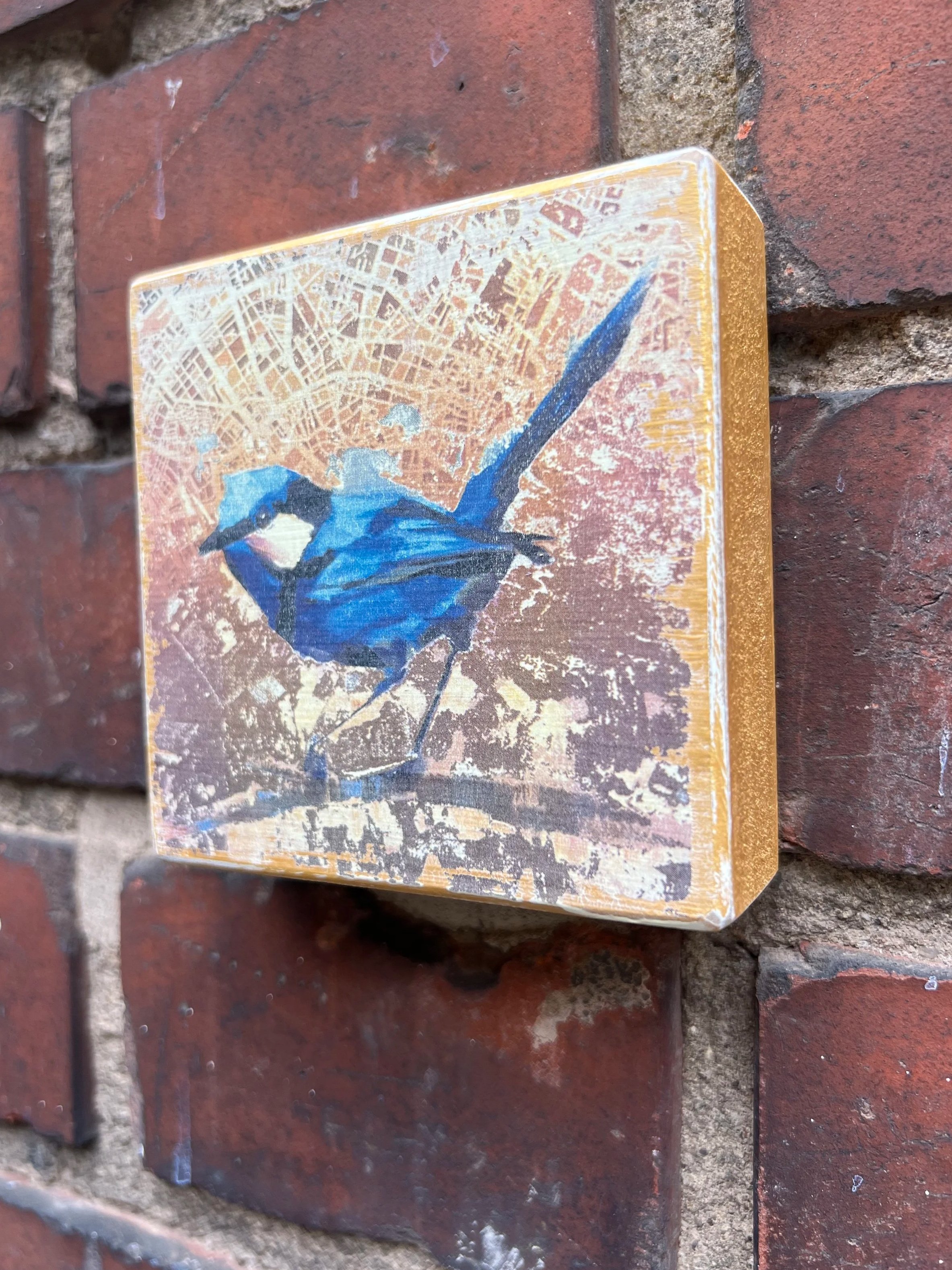 Druck-Collage. 10x10cm. Für die Wand oder zum Hinstellen. Jedes ein Einzelstück.