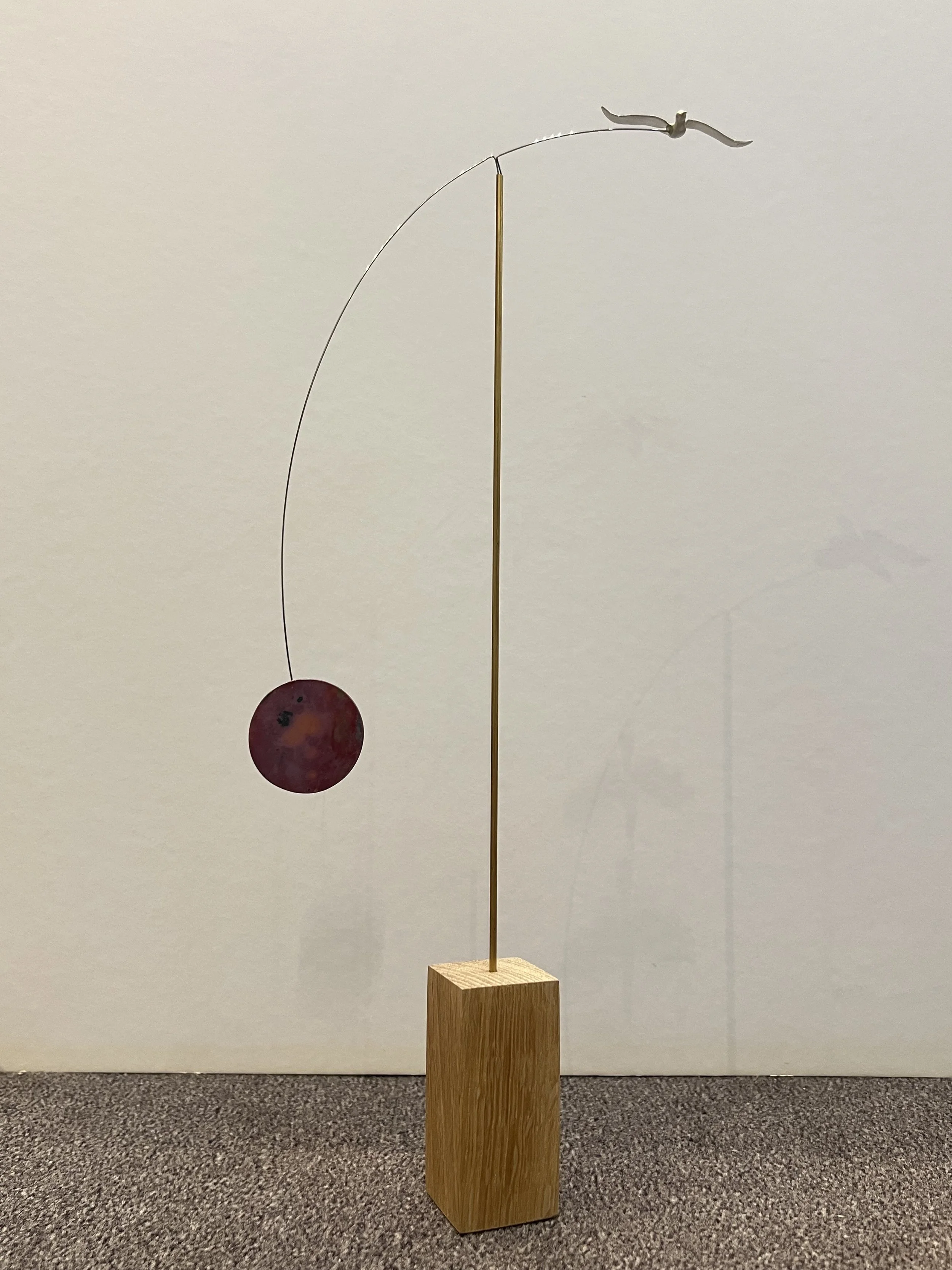 Stabile mit Silbermöwe 925er, Federstahl, Messingstab und Holz