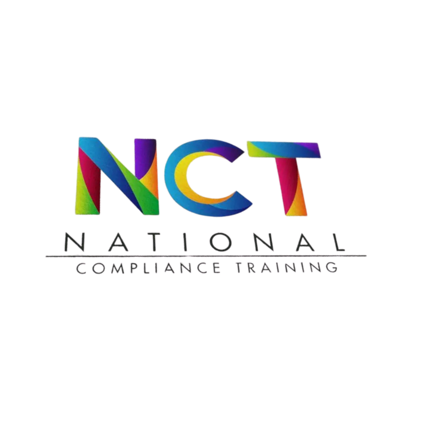 Colorful logo for the National Compliance Training (NCT) on textured white paper.
