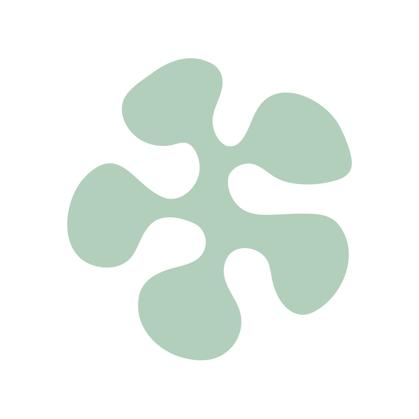 Abstract shape of a fejioa in light mint green on a black background.