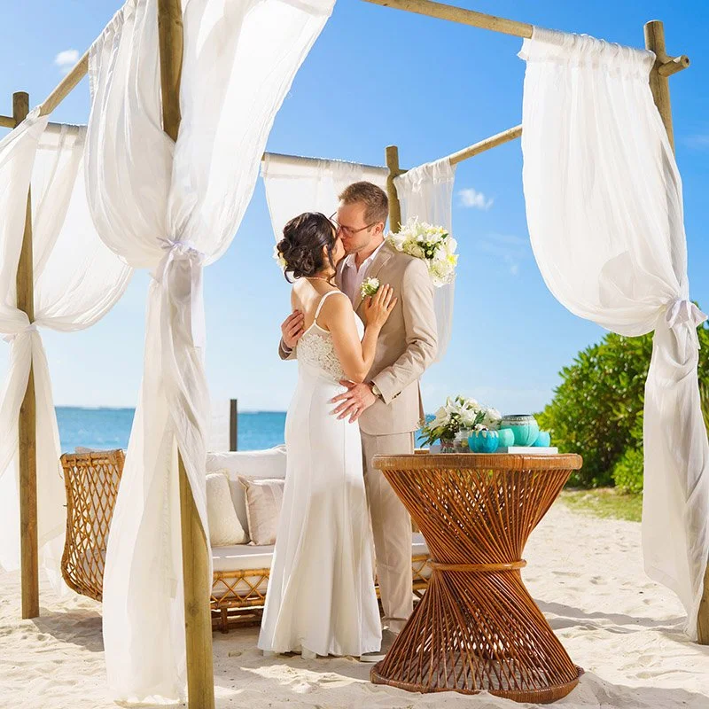 Bride and Groom first kiss during wedding ceremony in Mauritius