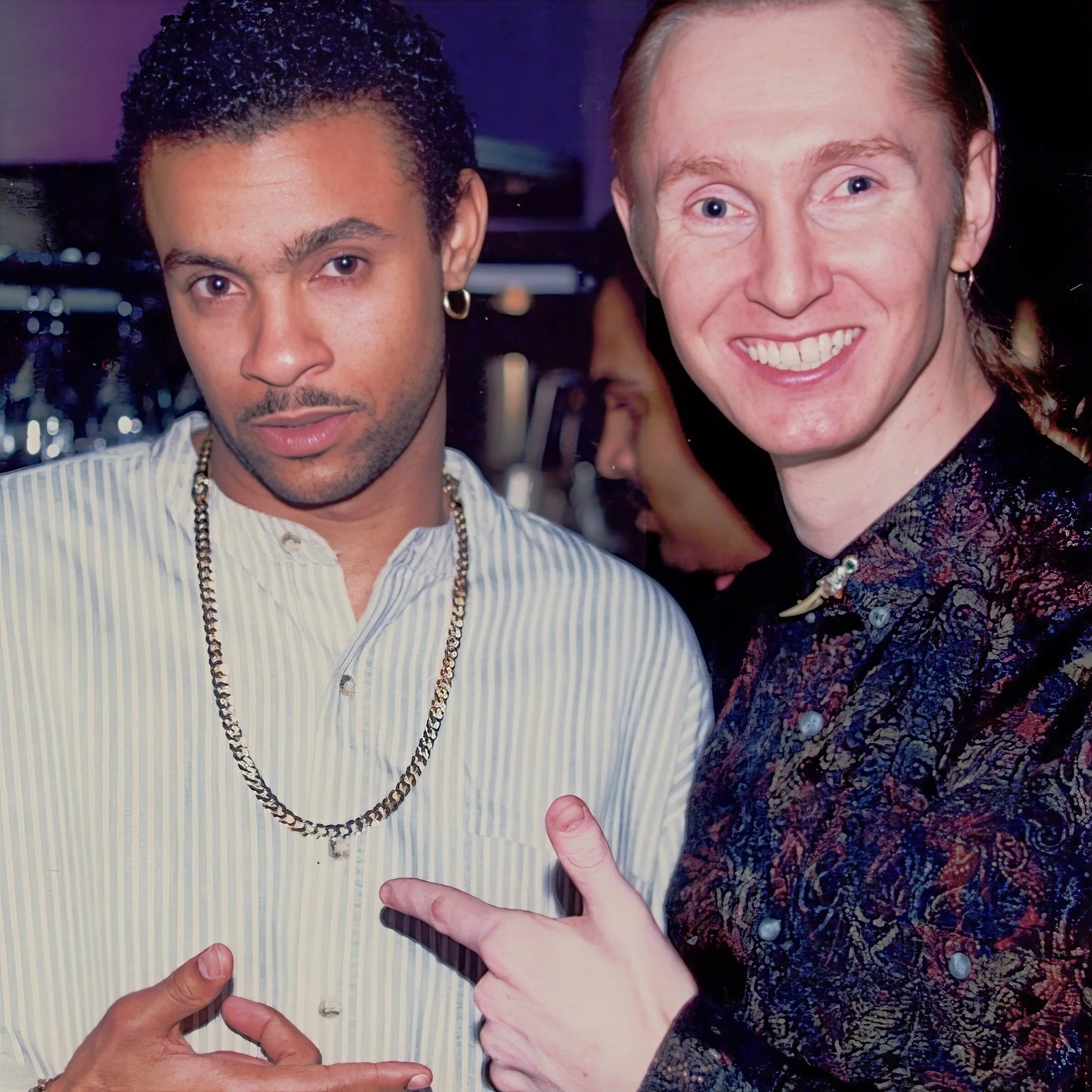 Shaggy and Dean Charles having a casual drink at the launch of Shaggy's East Asia tour in Mumbai, India. Circa 1996