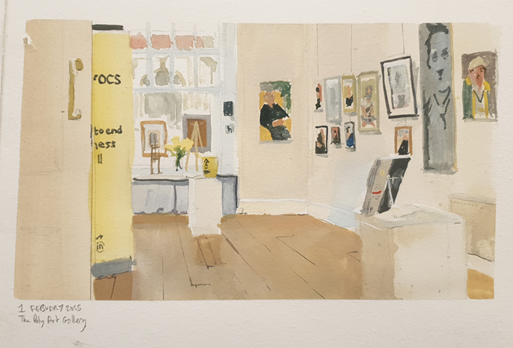 Art gallery interior -  Gouache