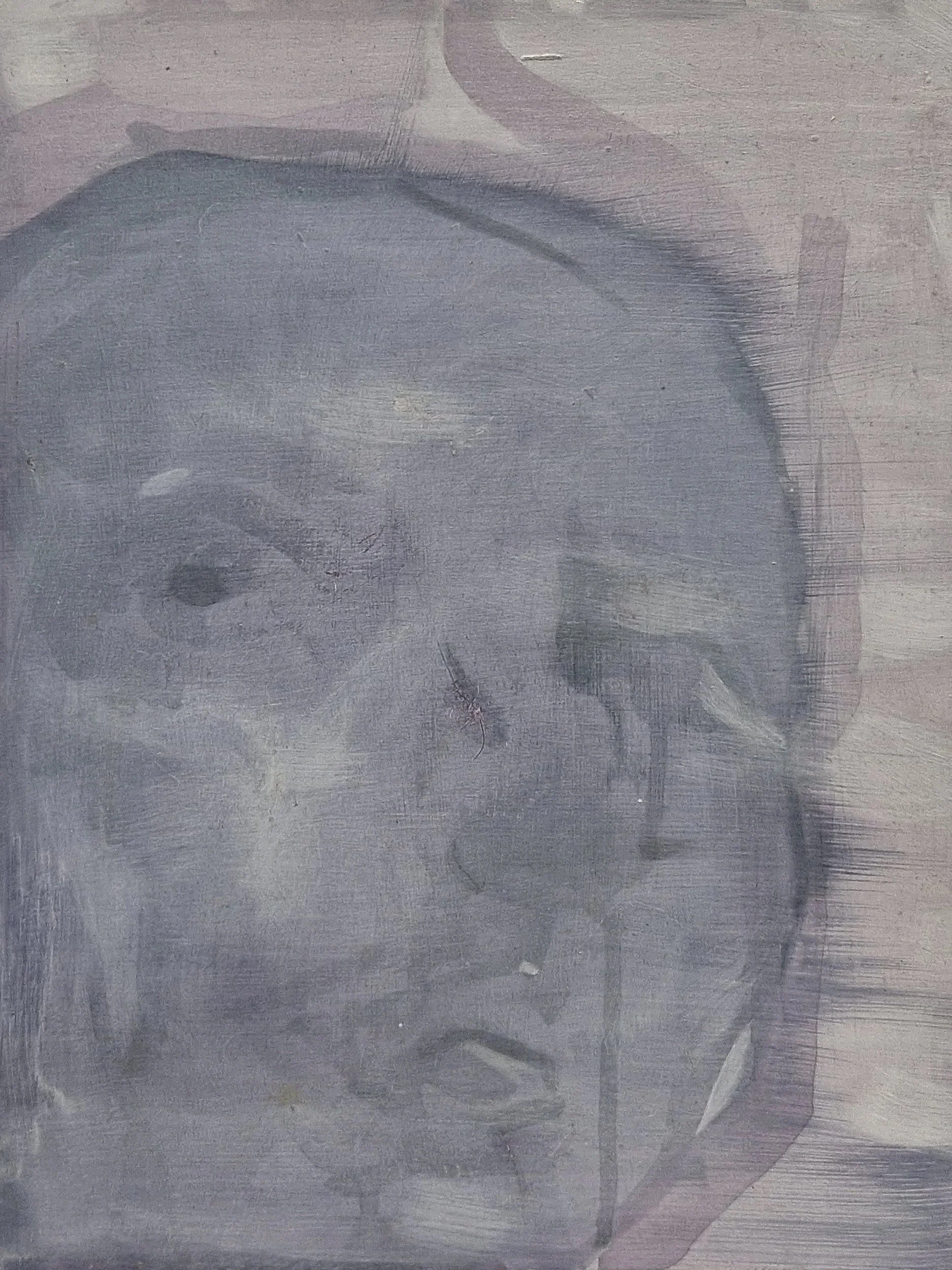 Stage Two: The Woman in the Moon, 2025, acrylic and oil on panel, 24cm x 30cm. 