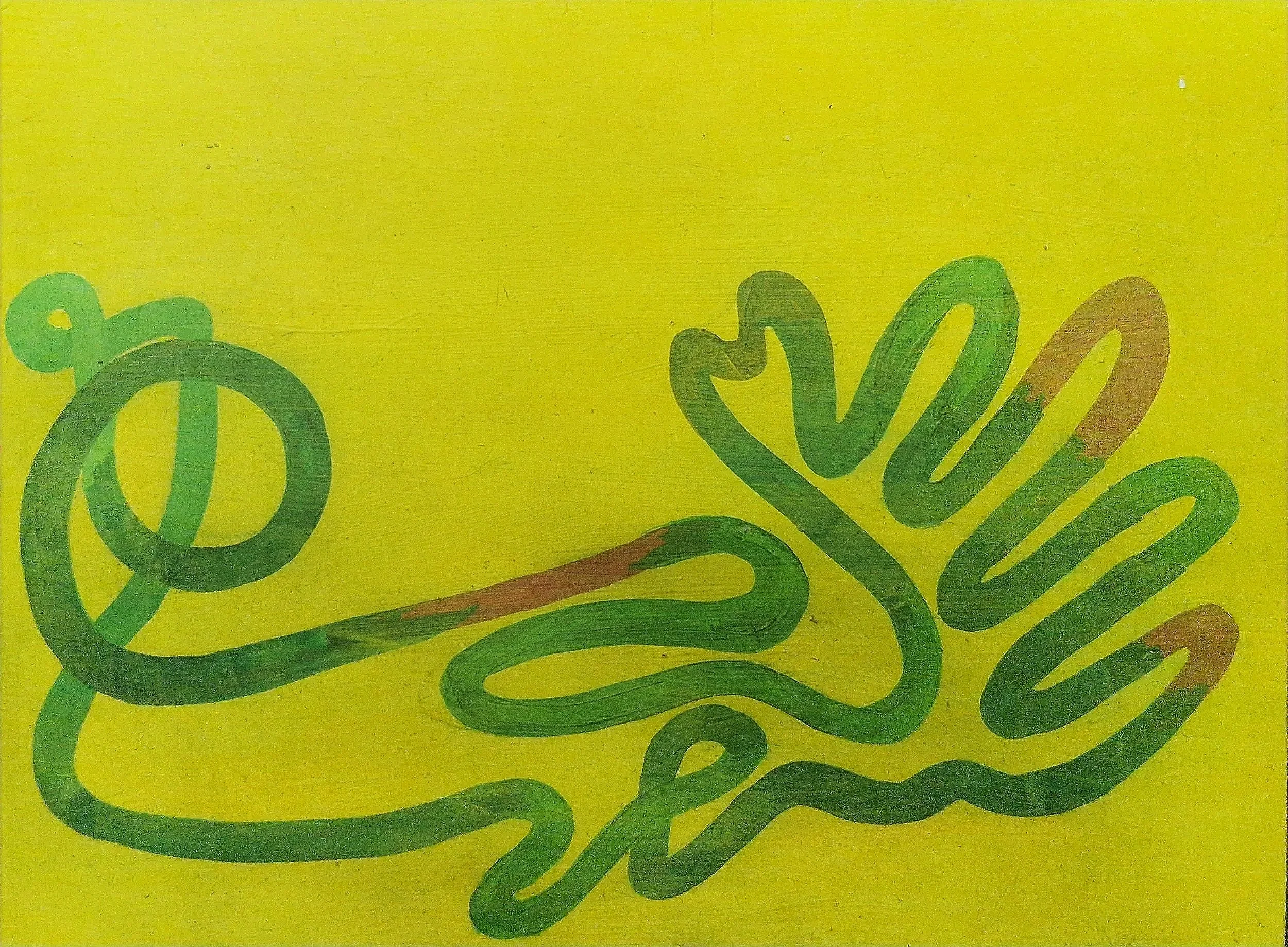 Apophenic Serpent II, 2025, acrylic and oil on panel, 18cm x 24cm. 