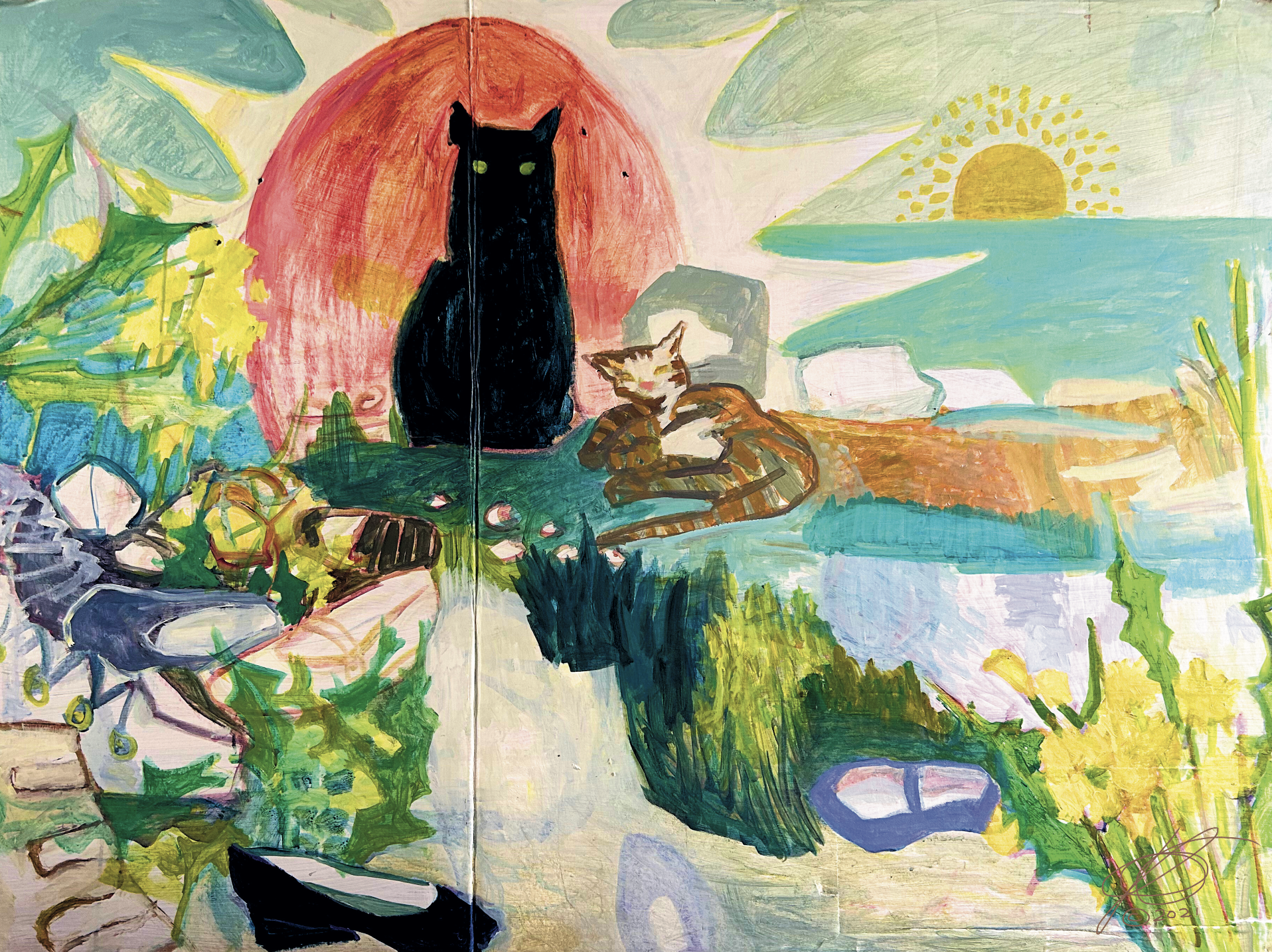 Cats/Shoes, acrylic, 2022