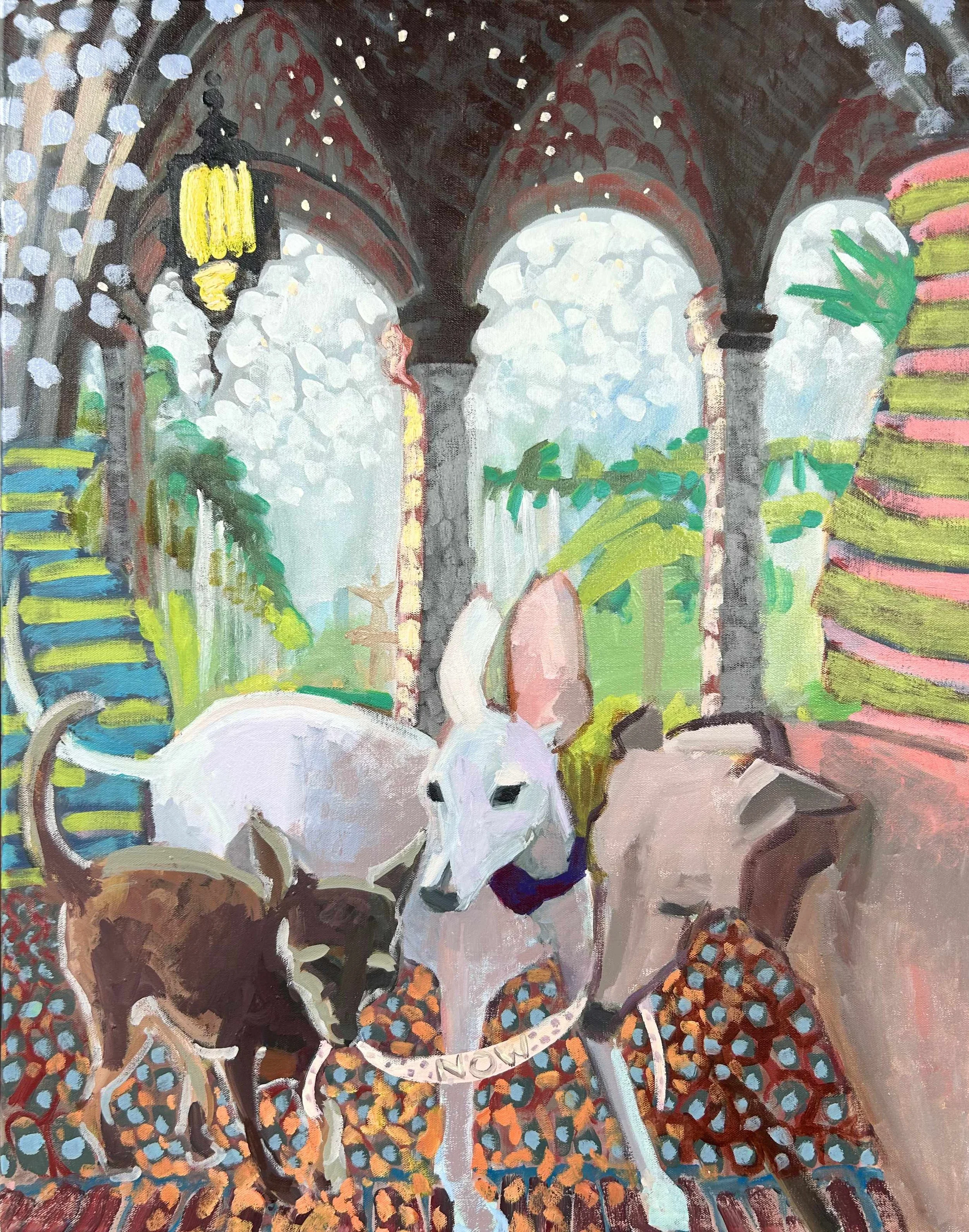 Florida Room 5: The Breakers Car Port with Tommy and Friends, oil on canvas, 2026, 24x30"