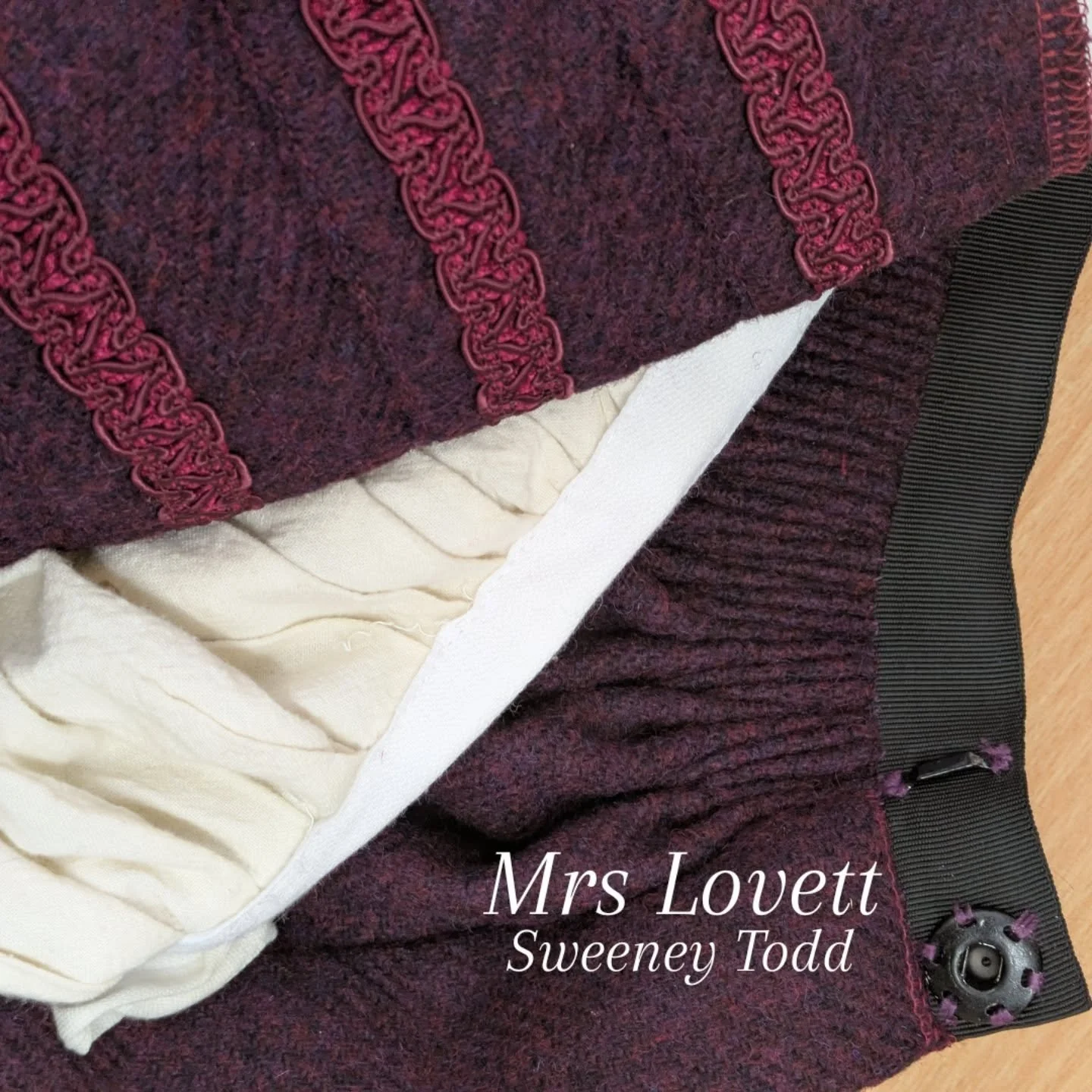 Mrs Lovett - Sweeney Todd 2025

Last term I had the pleasure of making Mrs Lovett's costume for the @rcsmusicaltheatre 3rd year production of Sweeney Todd. I really enjoyed this make, it was my first time using cartridge pleating in a large project w