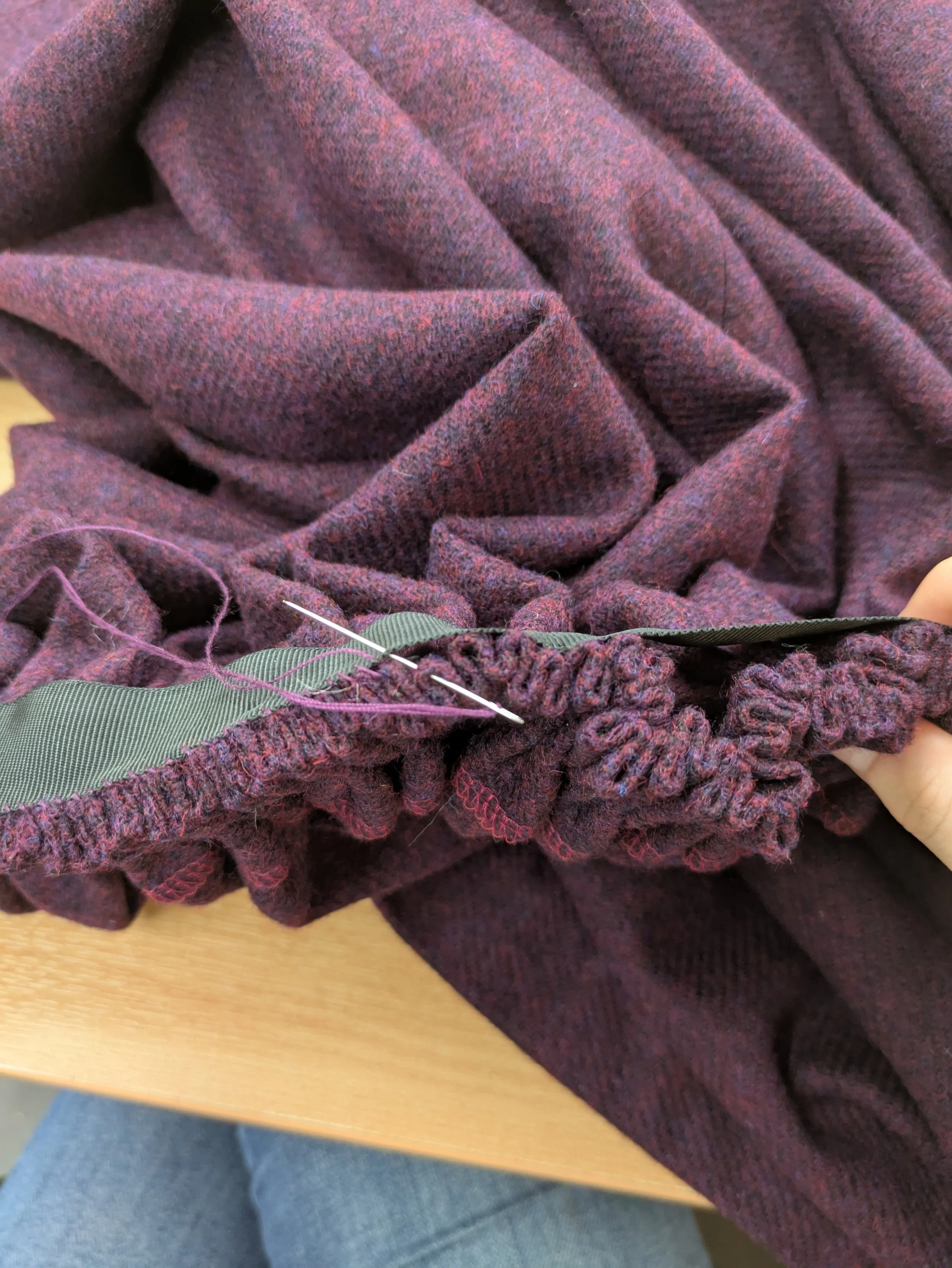 Attaching skirt to waistband, Photo by Eryn J Hill