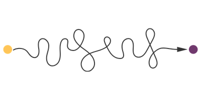 A black line with yellow and purple circles on each end, forming a squiggly path.