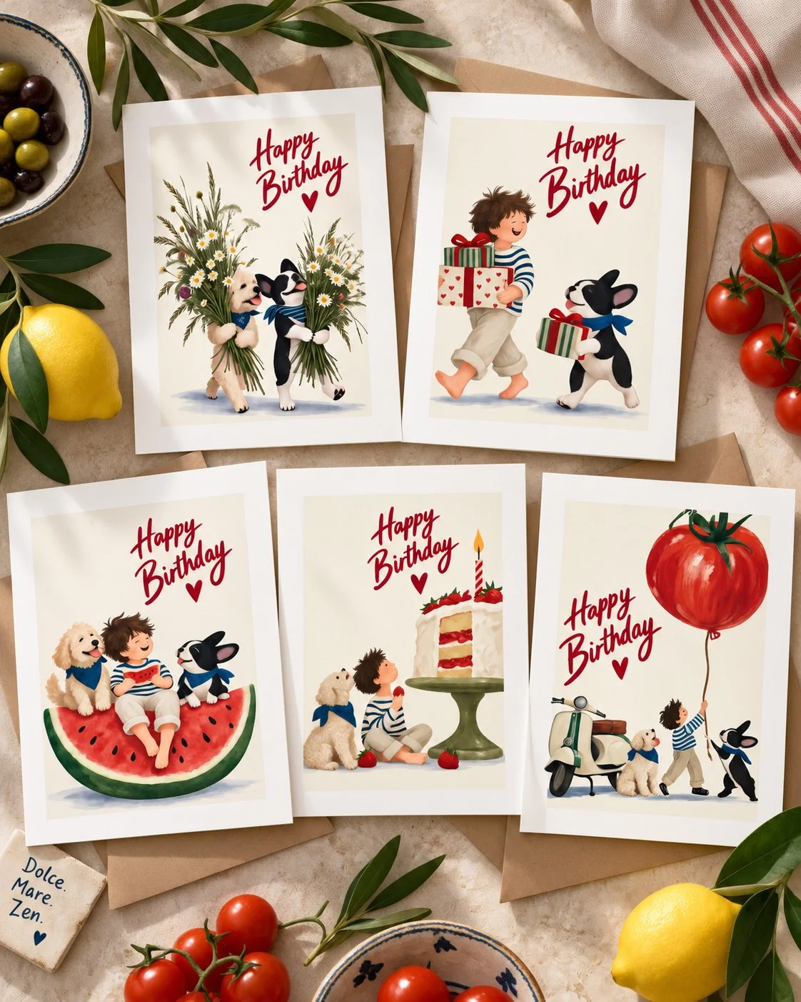 Happy Birthday Majeve Avanture No.1 - Set of 5 cards