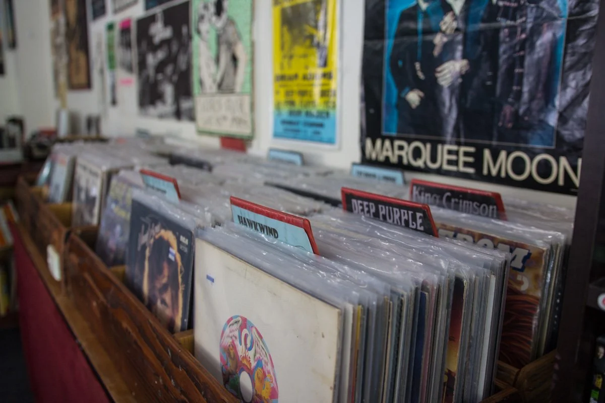 Records in crates at The Velvet Fog, Katoomba