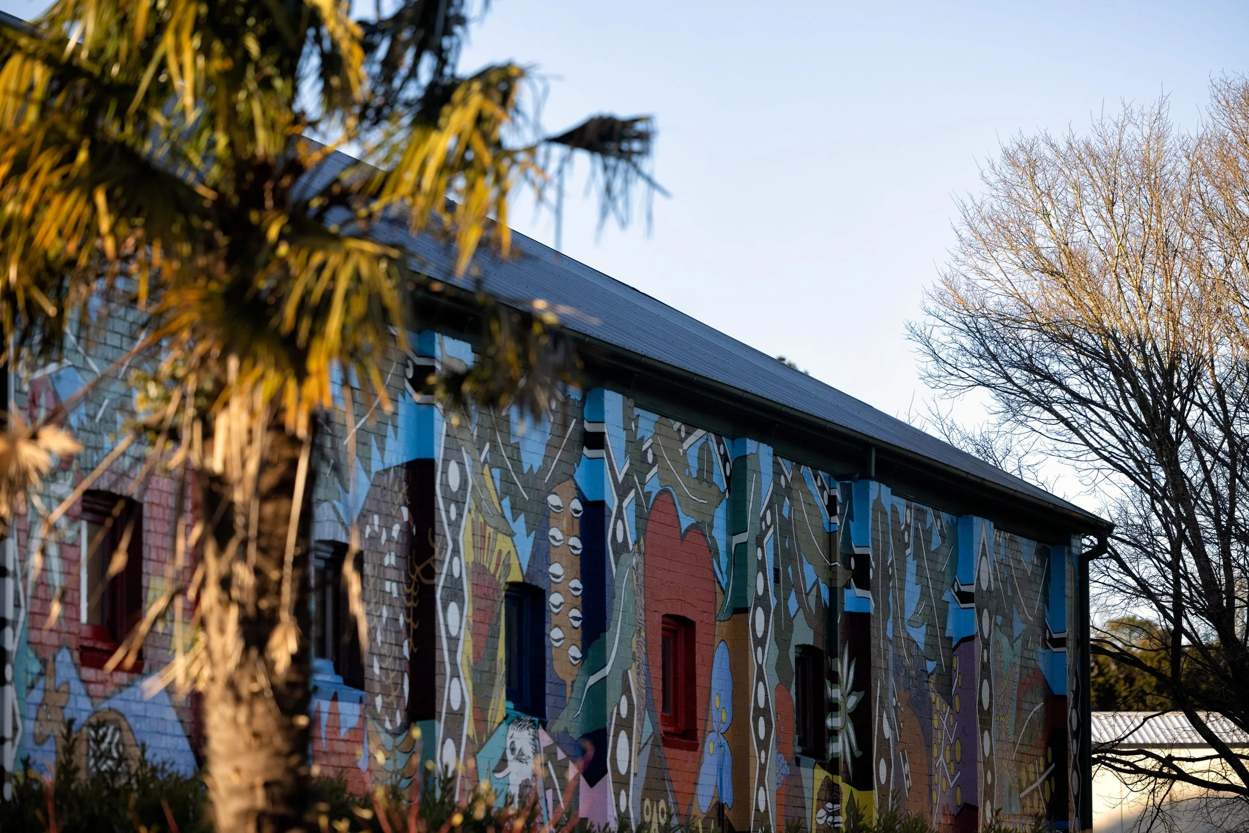 The Jenny Kee mural painted on the exterior of the Victory theatre