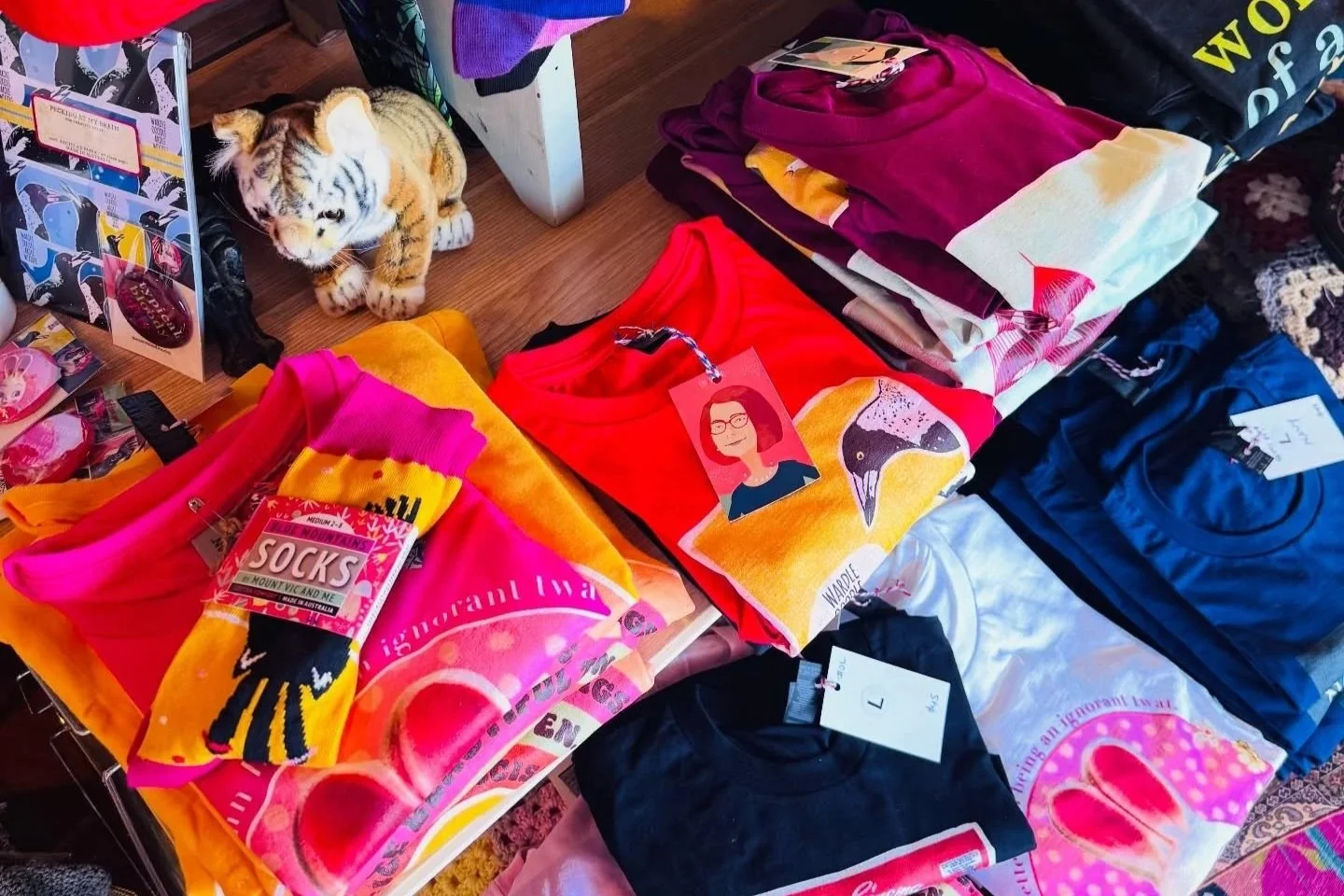 T-shirts on display at Mount Vic and Me