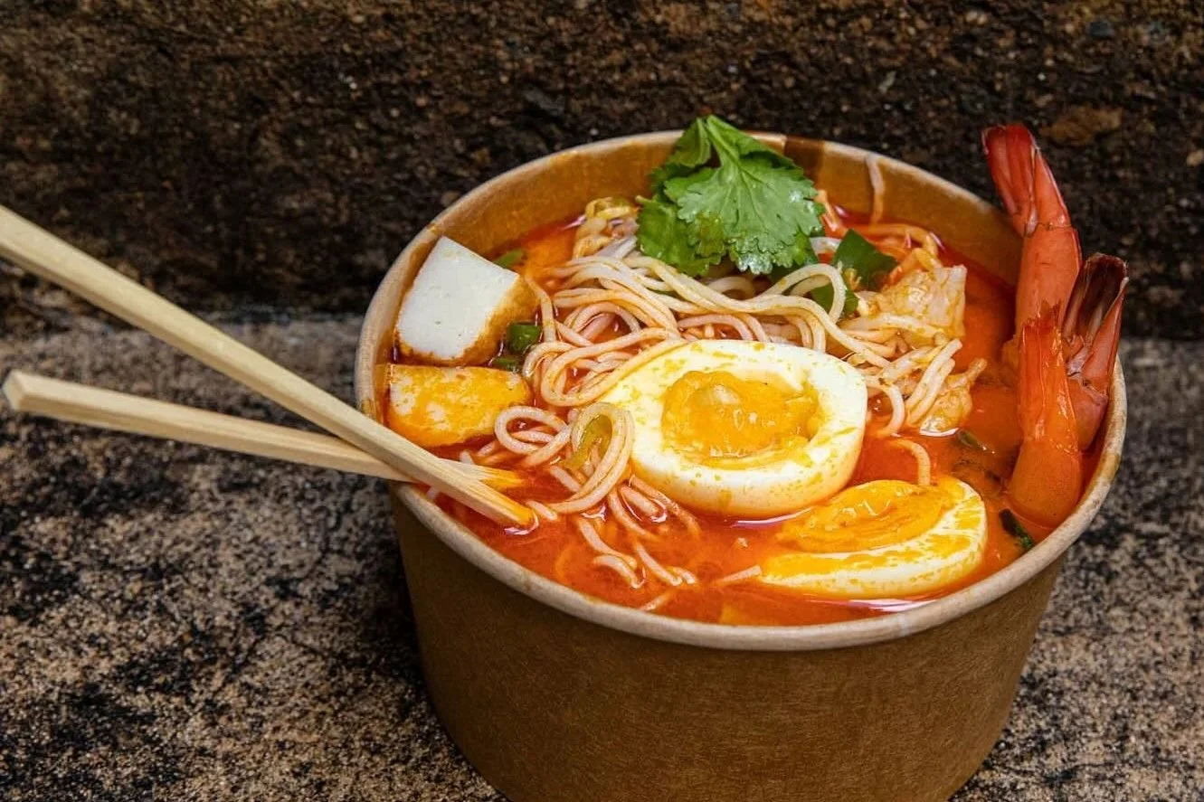 A bowl of noodles at 8Things Katoomba