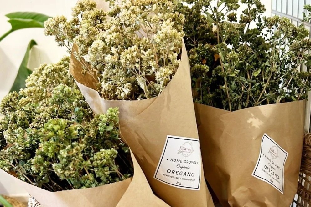 Home-grown herbs at Little Piggy Deli
