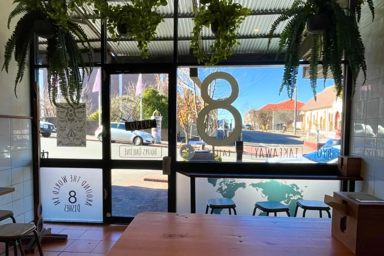 Looking out of the shopfront of 8Things Katoomba