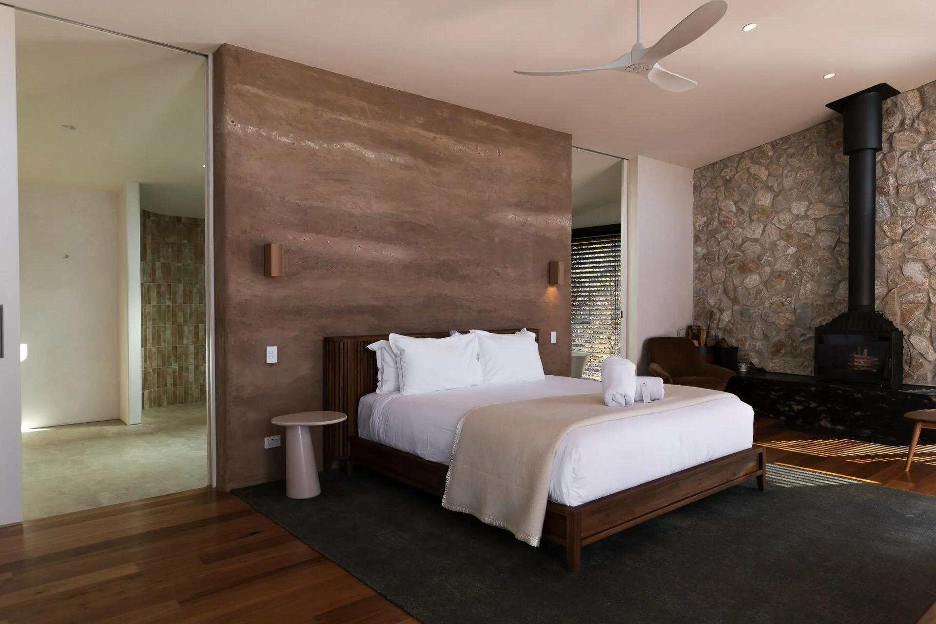 A bedroom at the Chalets, Blackheath