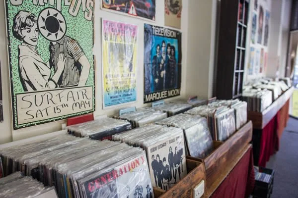 Records in crates at The Velvet Fog, Katoomba