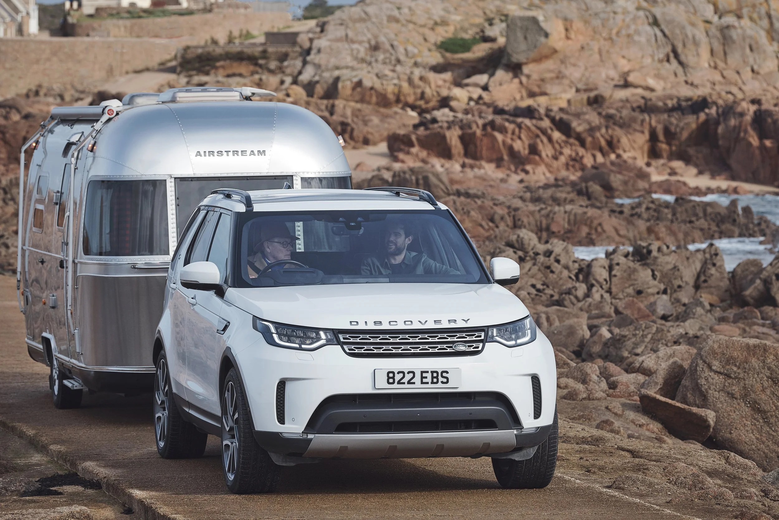Jack Whitehall and Michael Whitehall travelling in a Land Rover Discovery