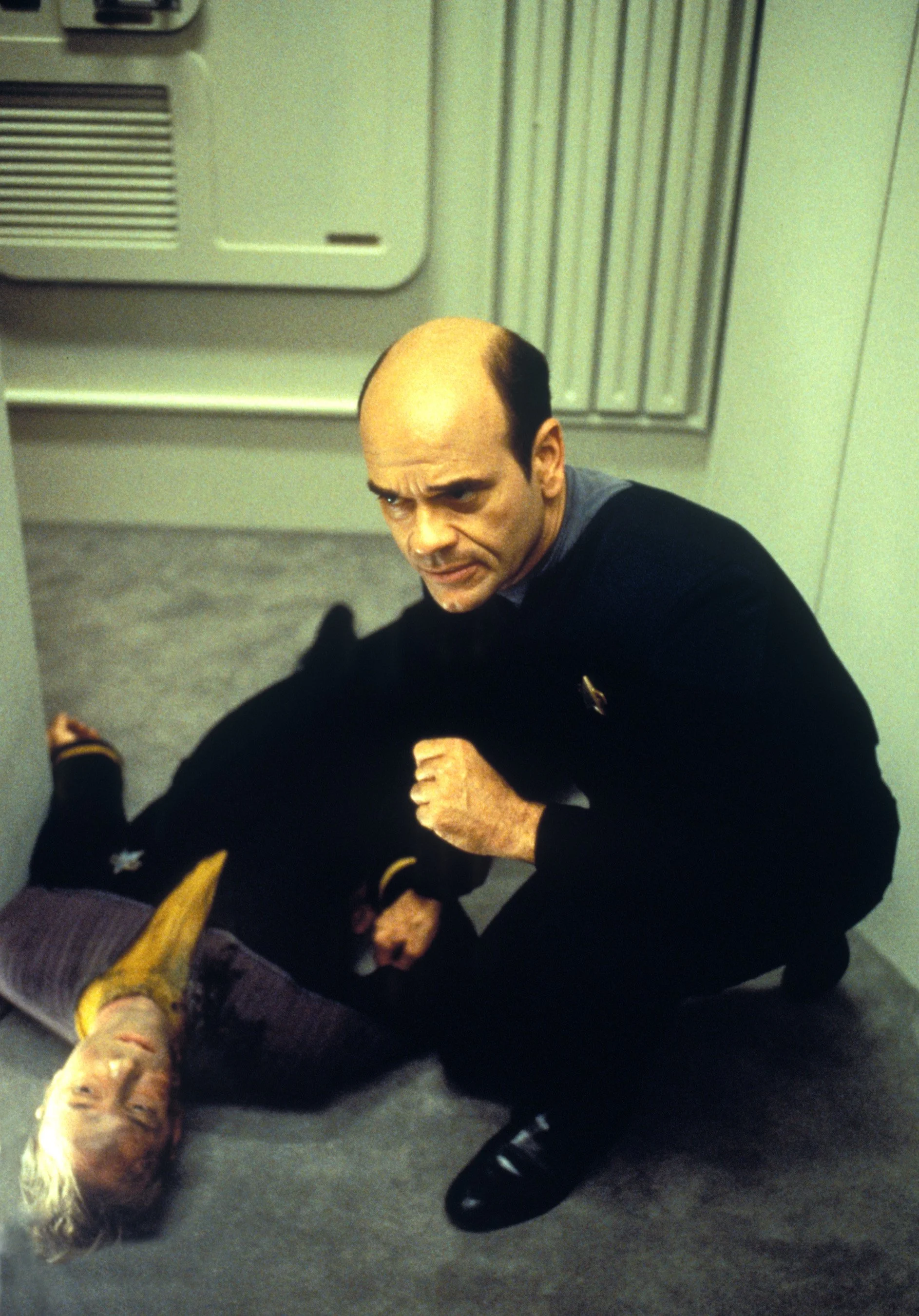 With Robert Picardo in "STAR TREK: VOYAGER"