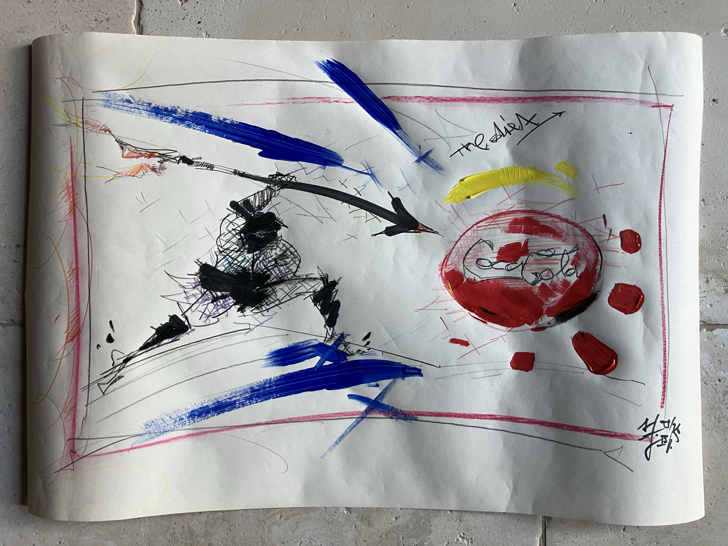 the diet-1 . 2026 . 69 x 45cm on paper . acrylic + pastels + pencil