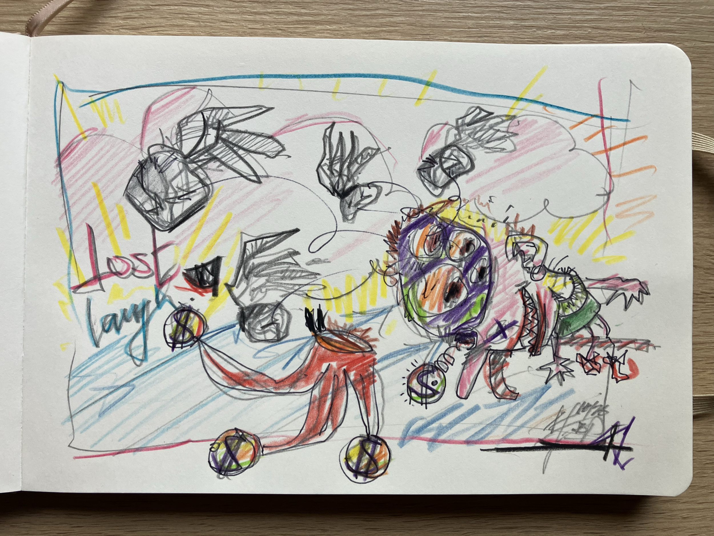 last:)laugh . 2026 . 20 x 14cm on paper . pen + pencil