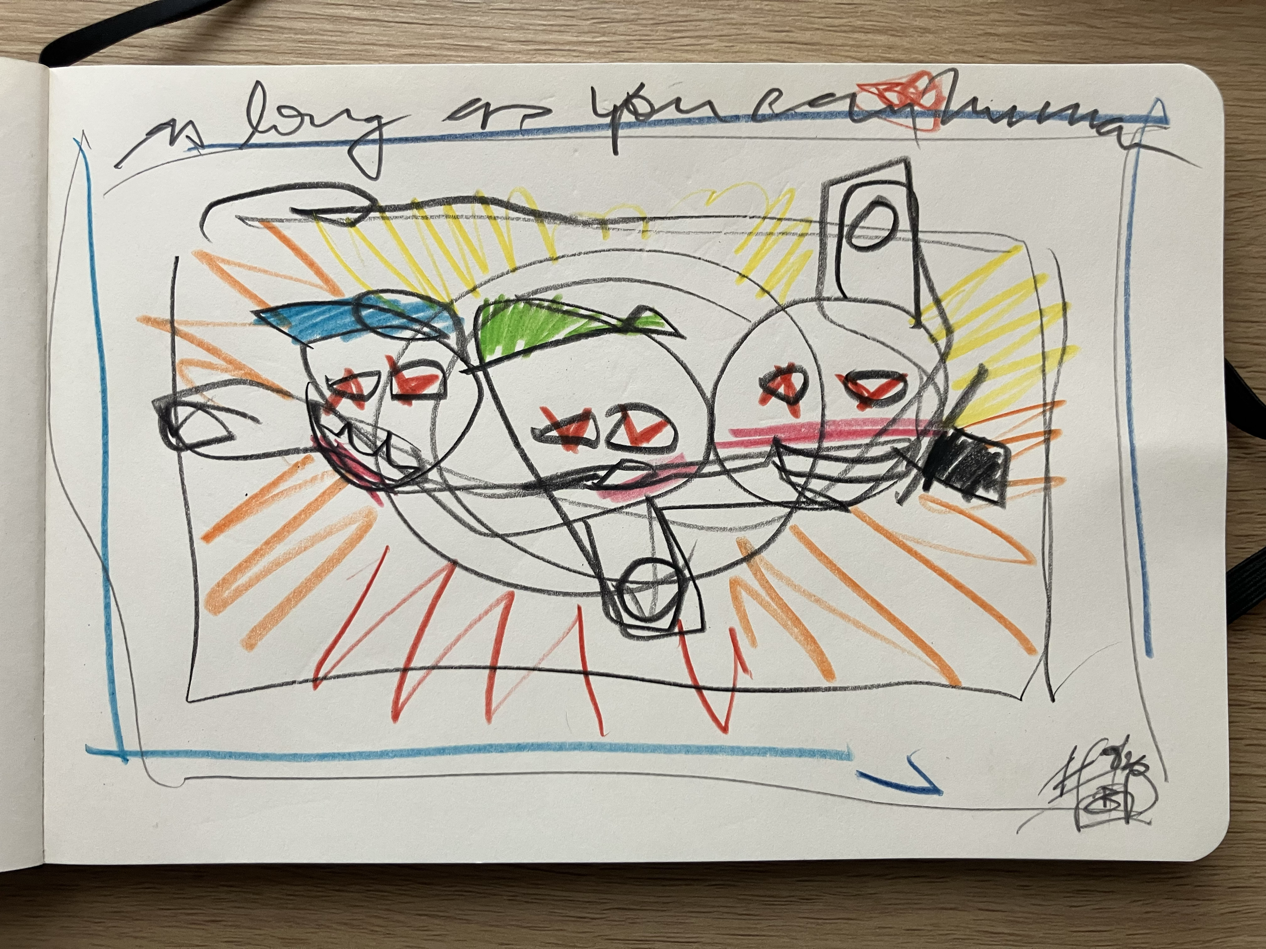 stay human . 2026 . 20 x 14cm on paper . pen + pencil