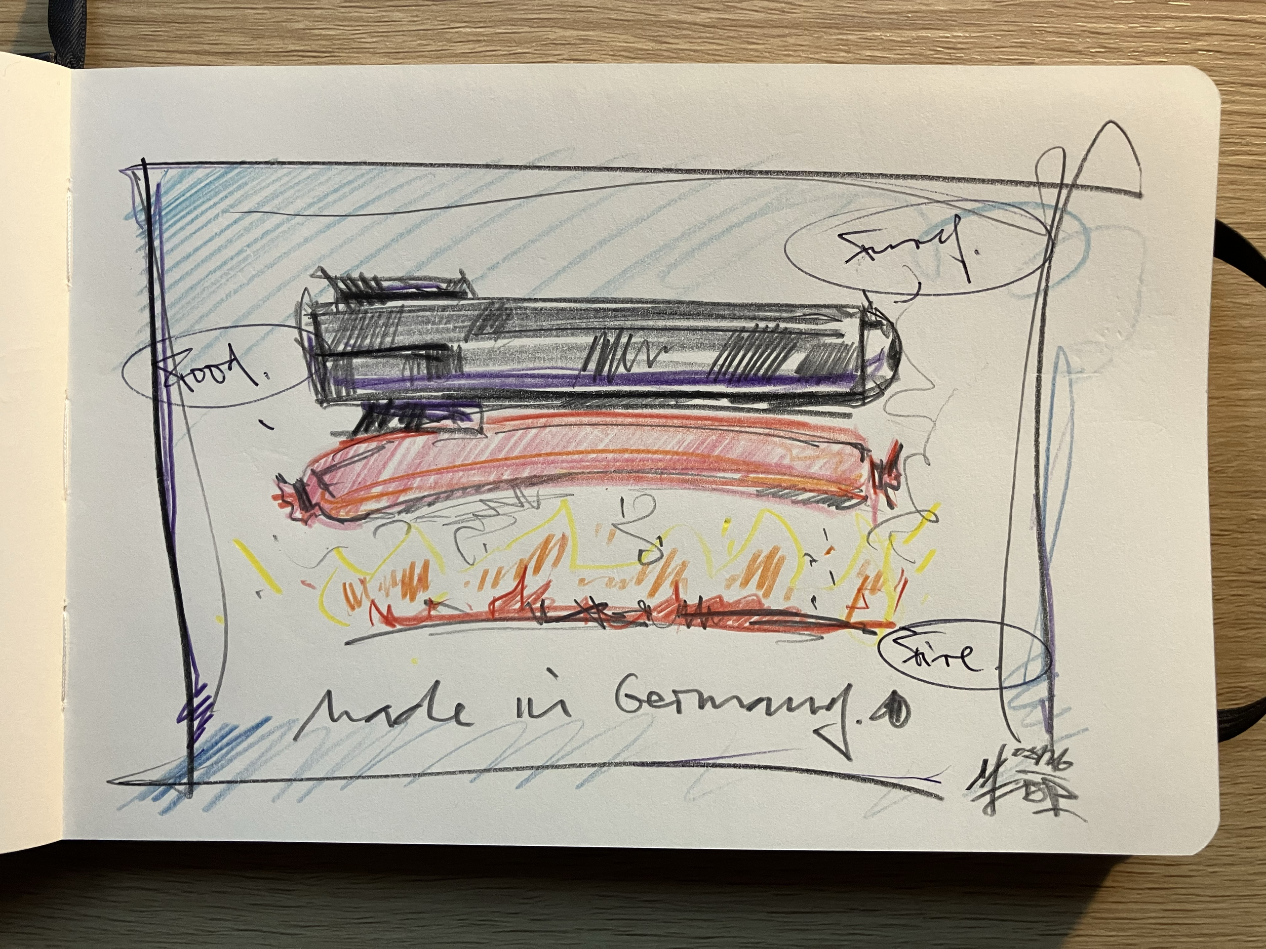  fury food fire . 2026 . 20 x 14cm on paper . pen + pencil