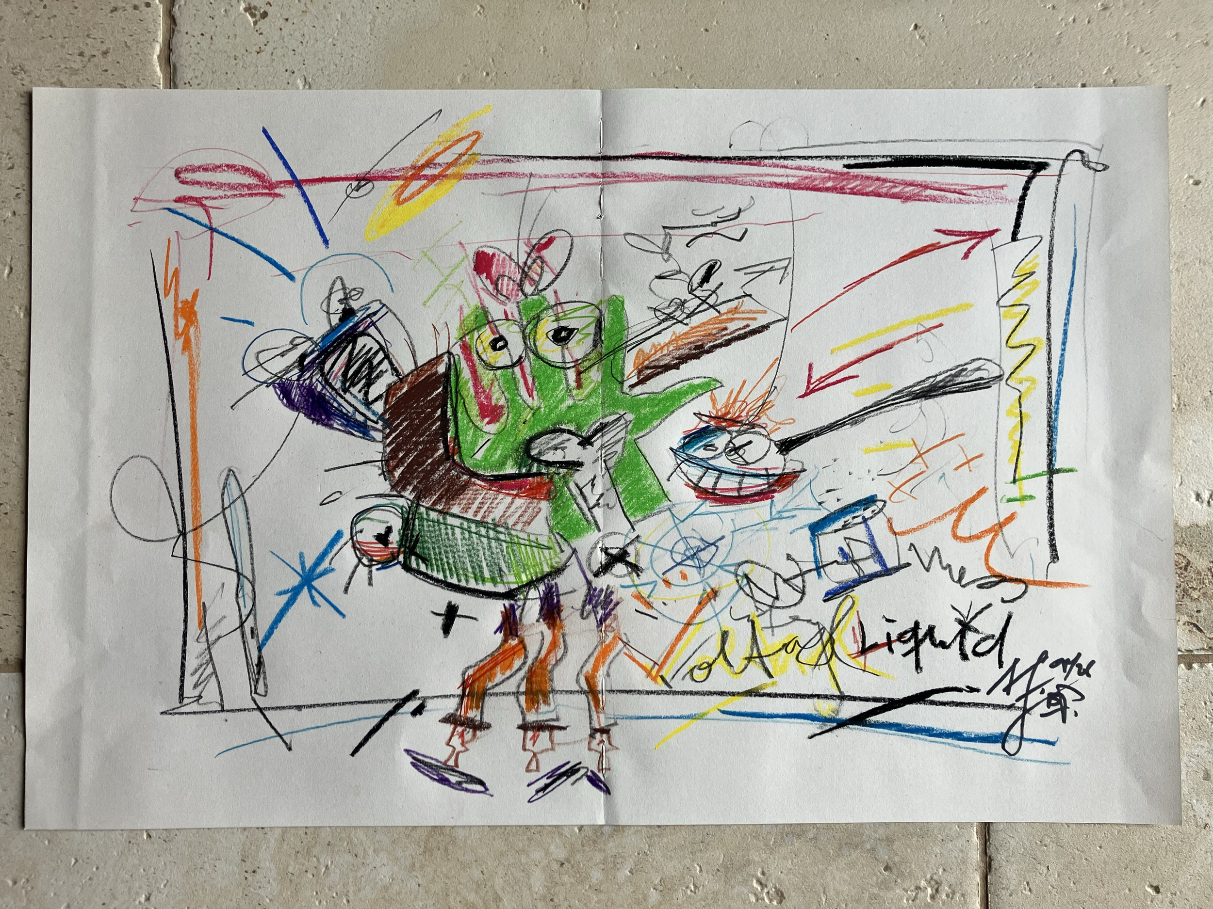 total-voltage . 2026 . 69 x 45cm on paper . acrylic + pastels + pencil