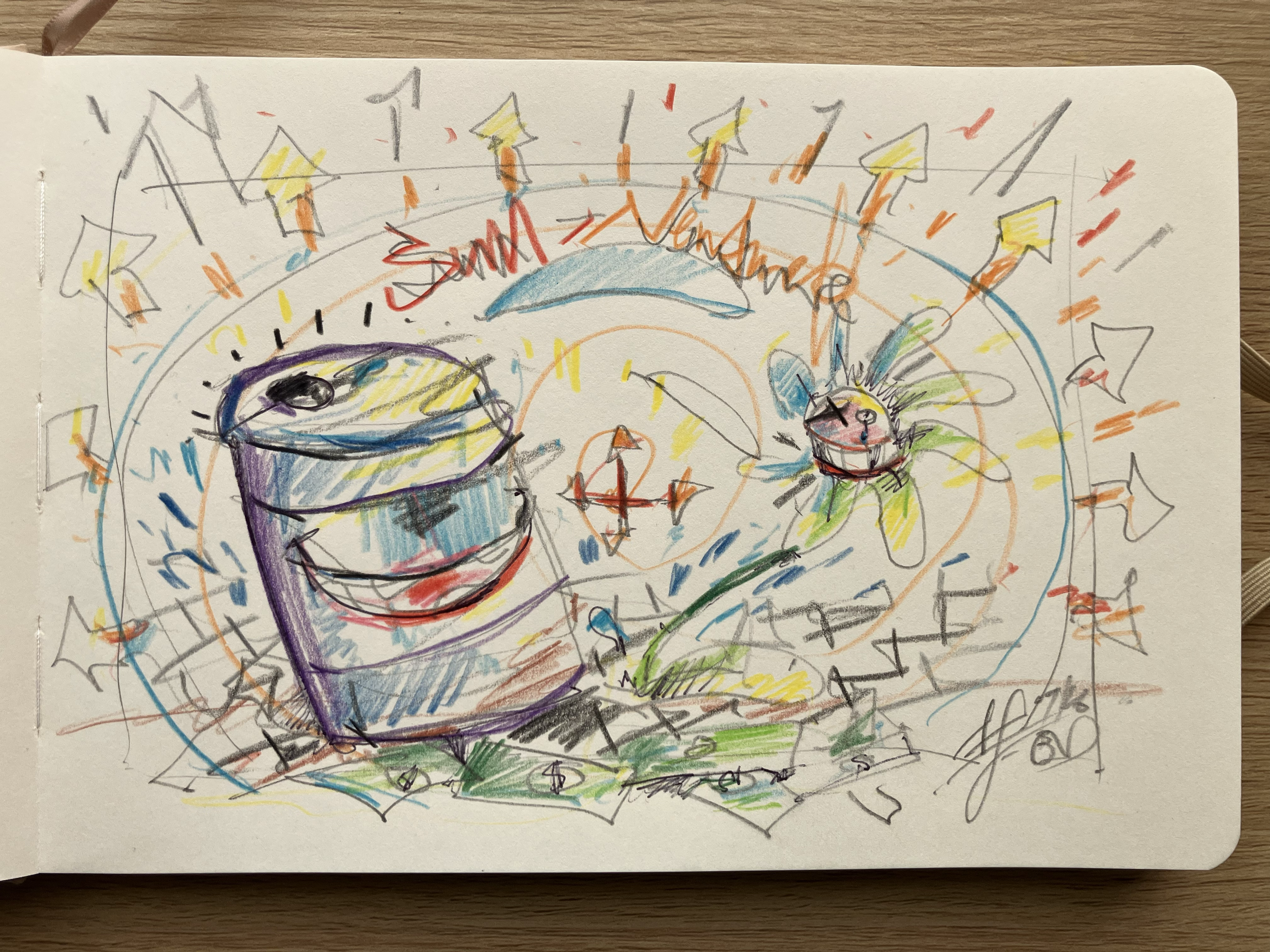 sun*venture . 2026 . 20 x 14cm on paper . pen + pencil