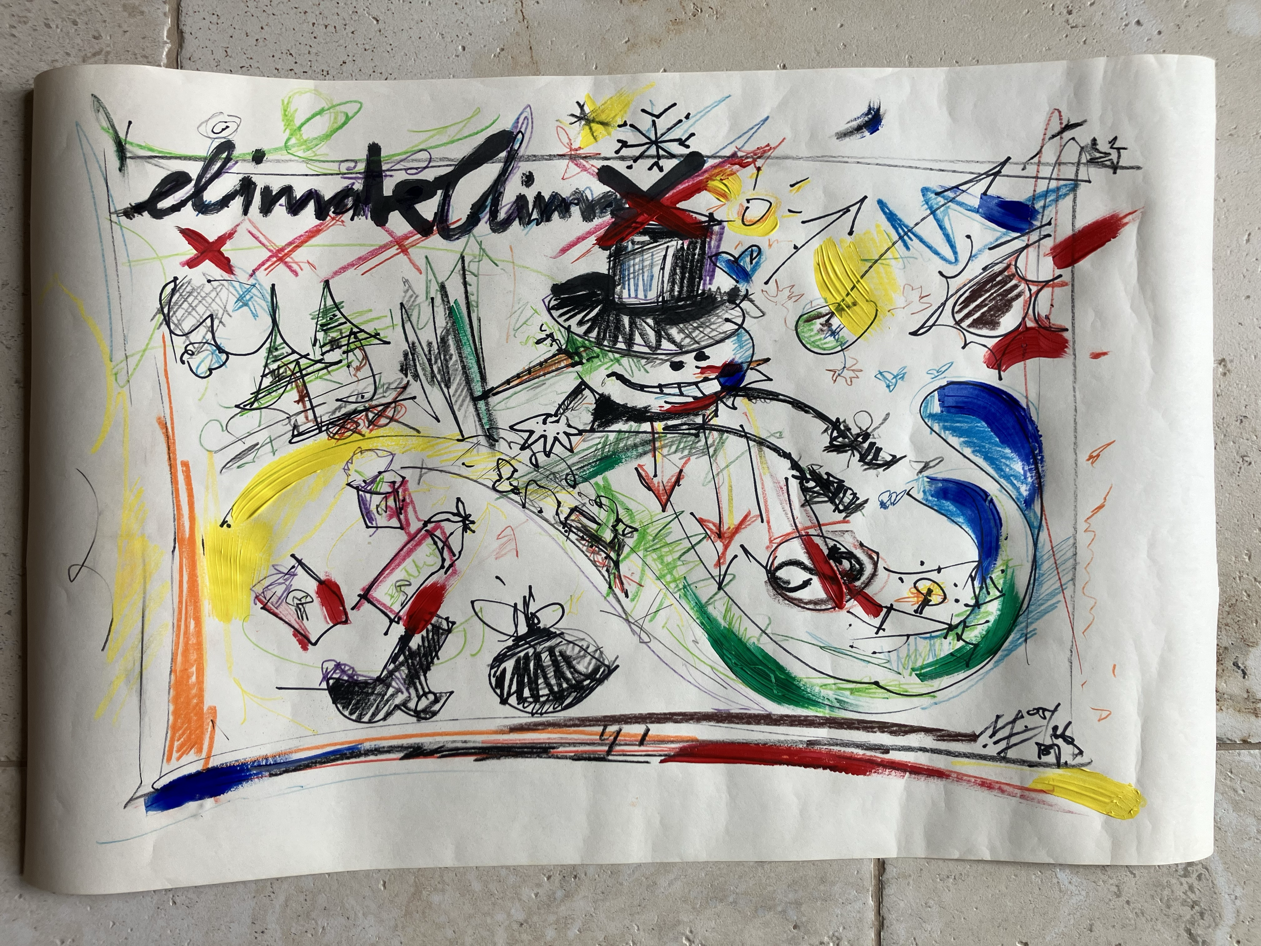 climate climax . 2026 . 69 x 45cm on paper . acrylic + pastels + pencil