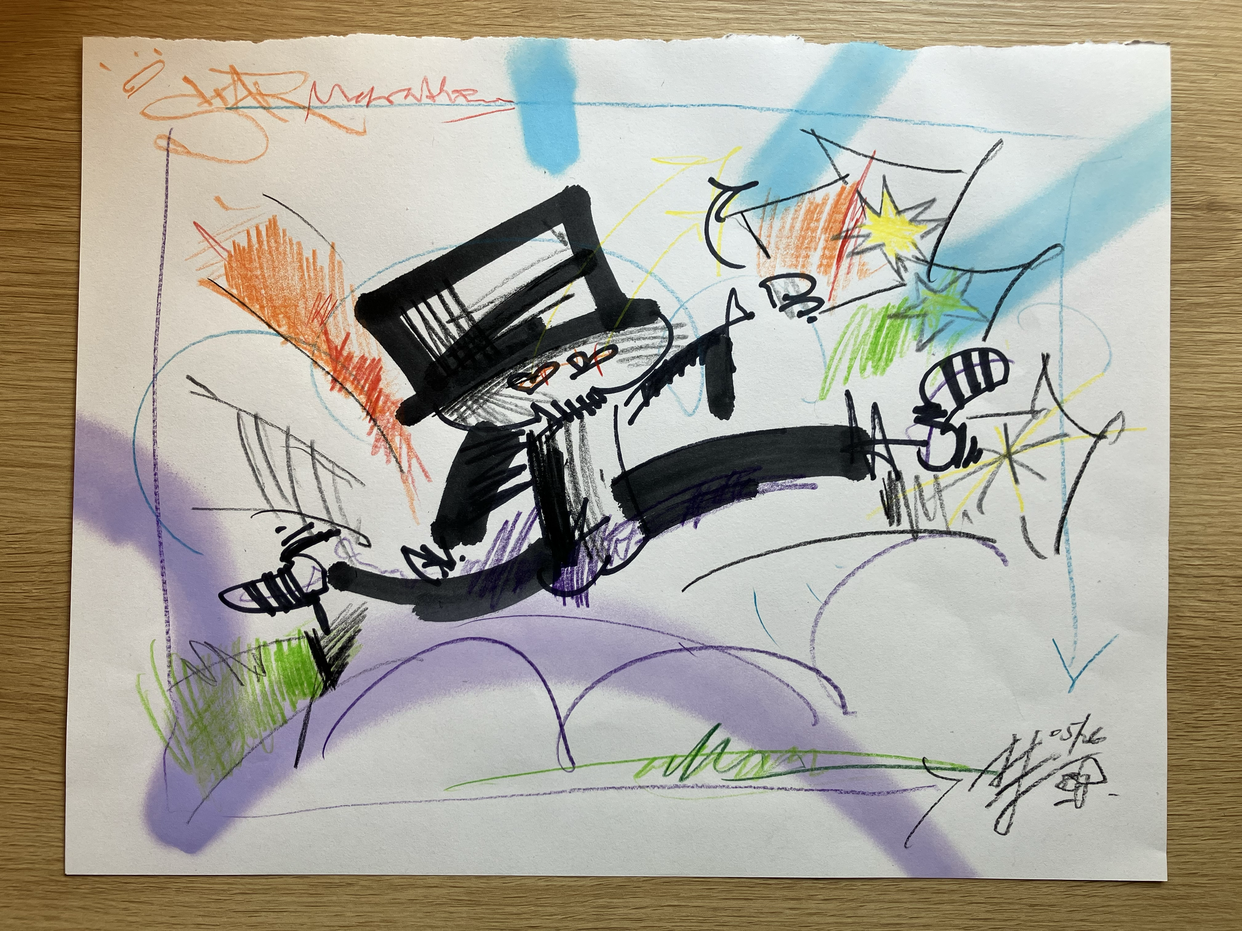 star*marathon . 2026 . 36 x 28cm on paper . acrylic + pencil