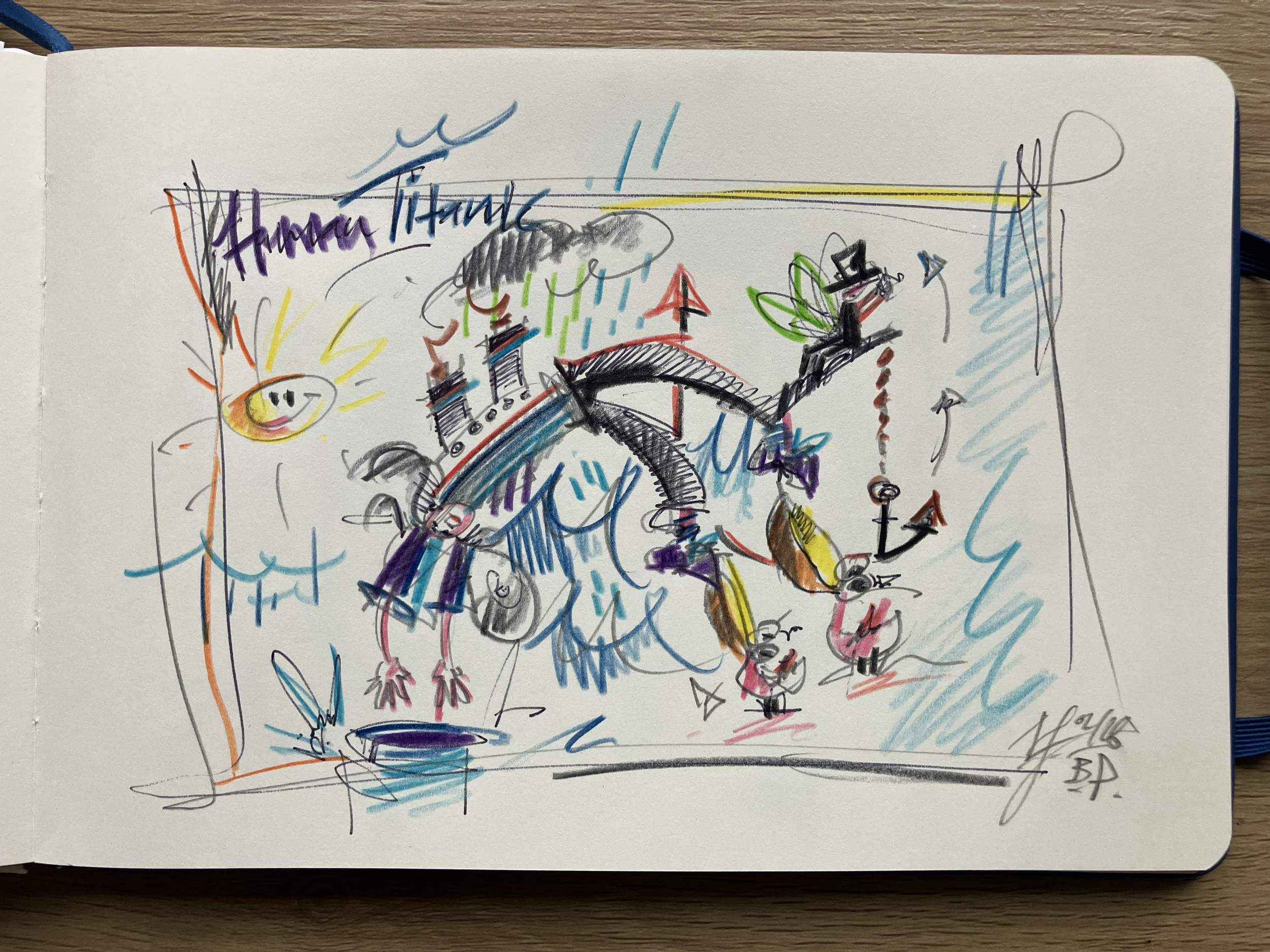 human titanic . 2026 . 20 x 14cm on paper . pen + pencil . (sold)