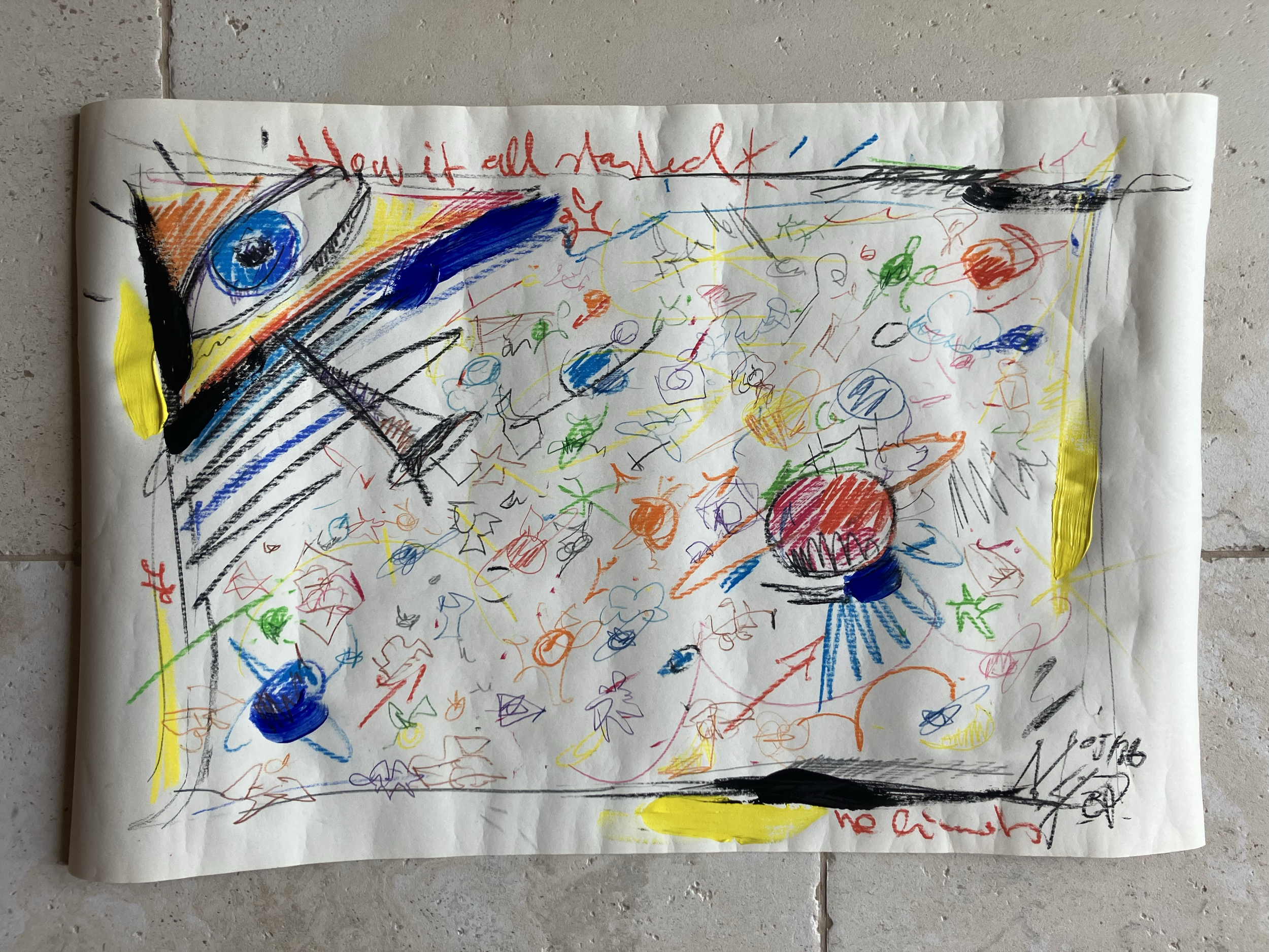 trinity infinity-2+ . 2026 . 69 x 45cm on paper . acrylic + pastels + pencil