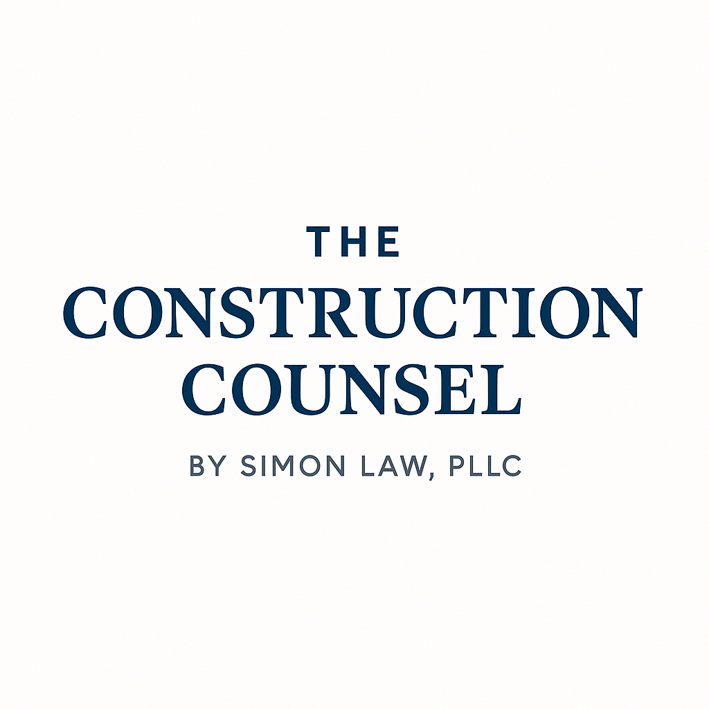 Construction Counsel newsletter by Simon Law PLLC providing construction contract guidance for contractors and subcontractors