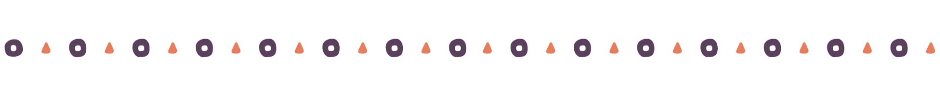 Decorative pattern of purple circles alternating with orange triangles.