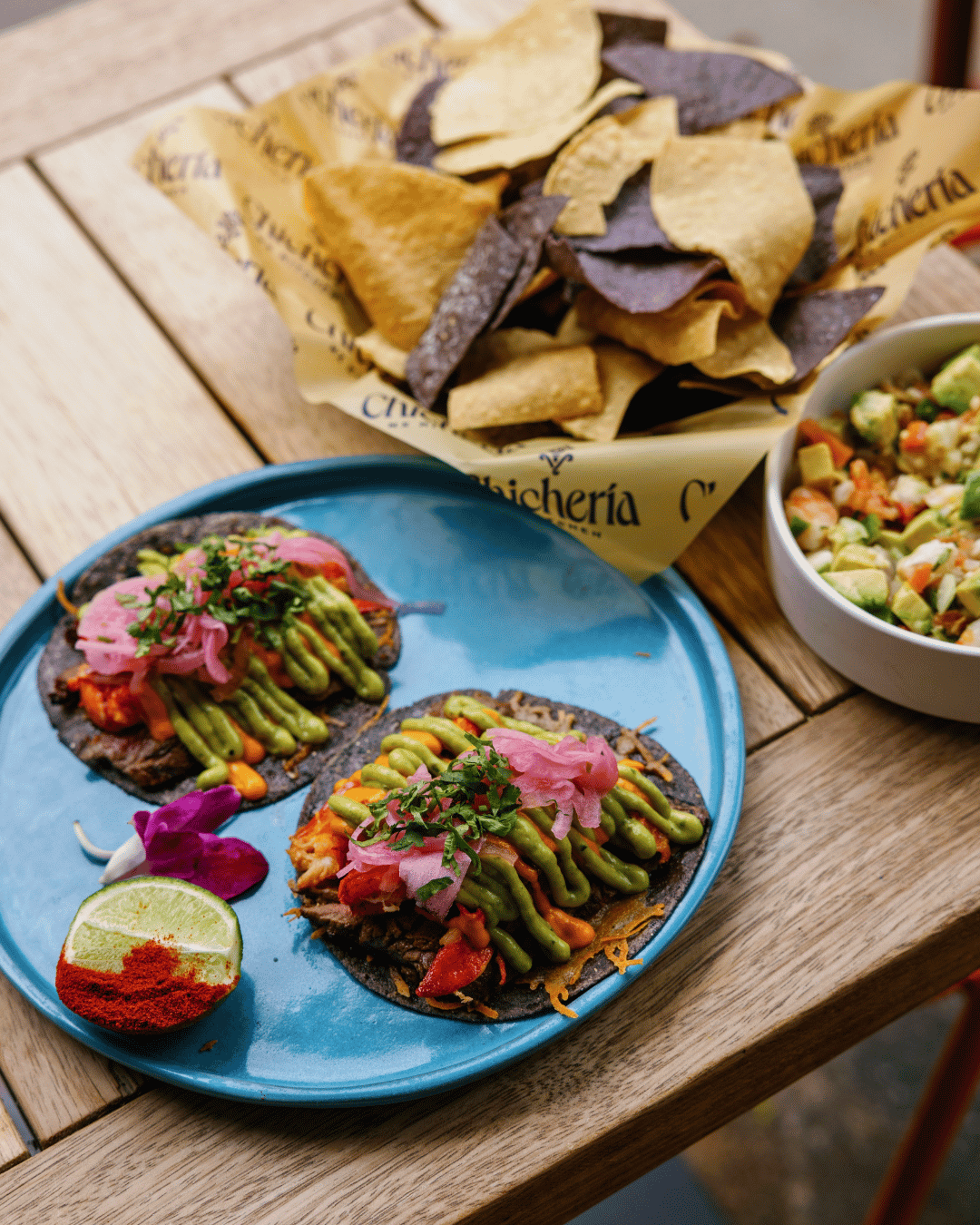 chicheria taco plate chips and ceviche.png
