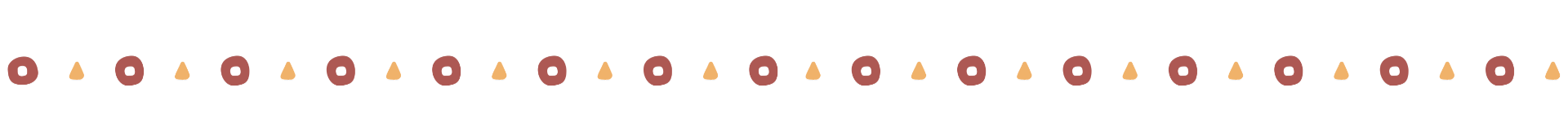 Decorative pattern of alternating pink circles and yellow triangles on a black background.