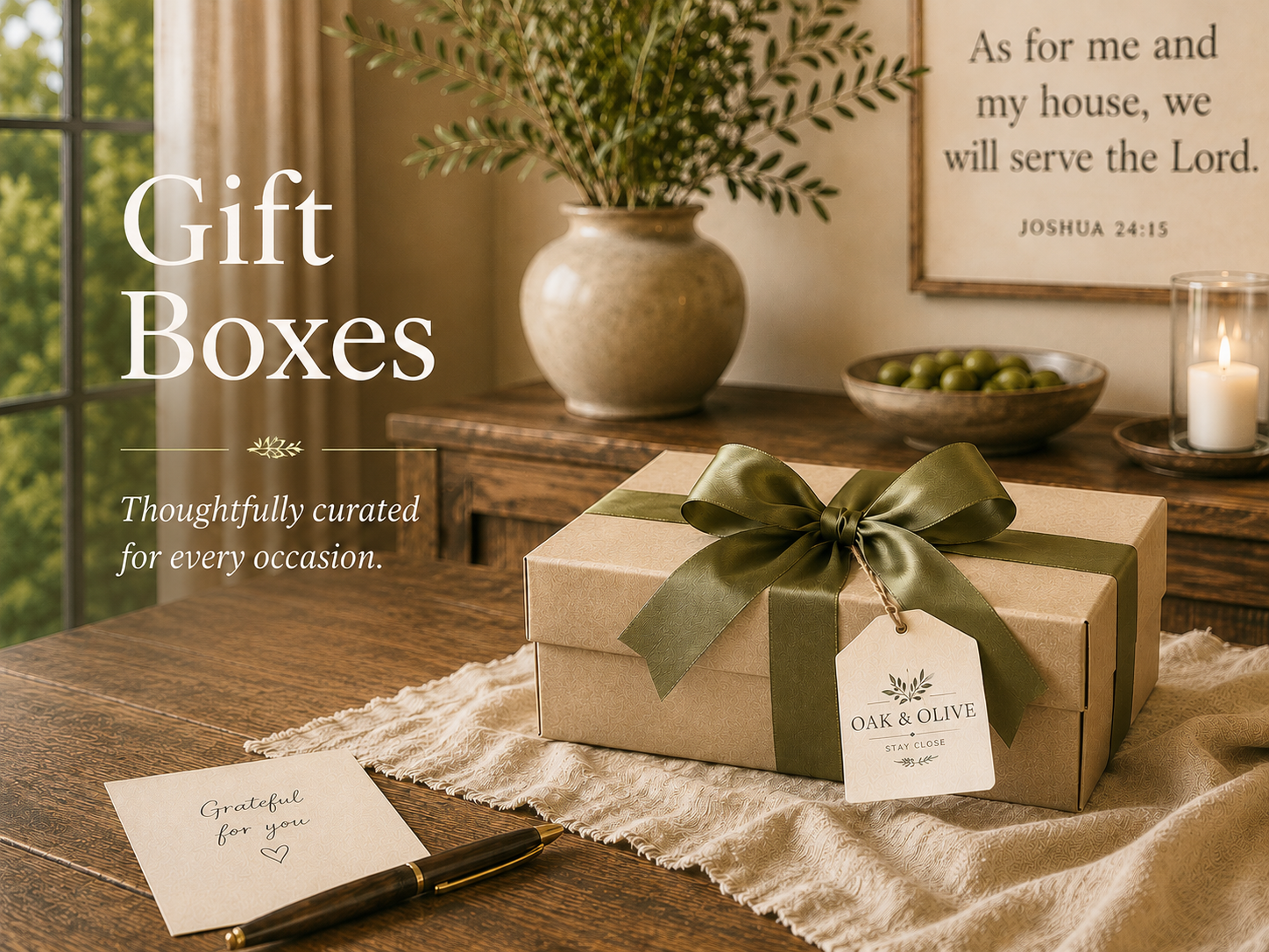Personalized Oak & Olive gift boxes and handcrafted charcuterie gifts.